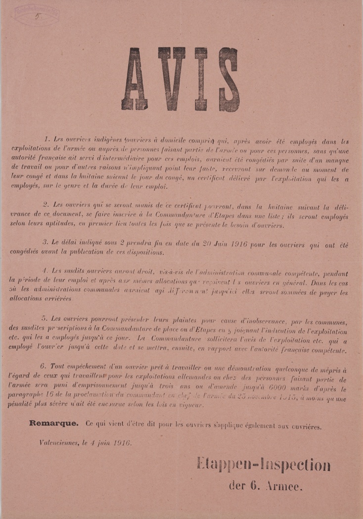 Plakat in Valenciennes, Frankreich, 1916 (Historisches Museum der Pfalz, Speyer CC BY)