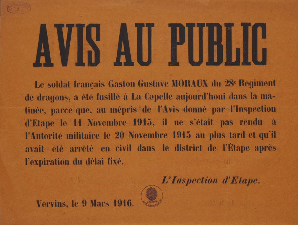 Plakat in Vervins, Frankreich, 1916 (Historisches Museum der Pfalz, Speyer CC BY)