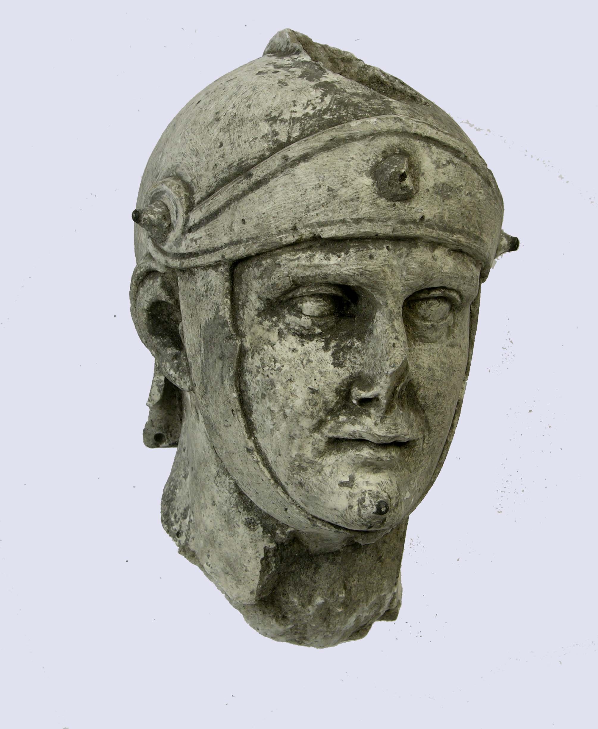 Behelmter Kopf eines römischen Soldaten/Kriegers (Historisches Museum der Pfalz, Speyer CC BY)