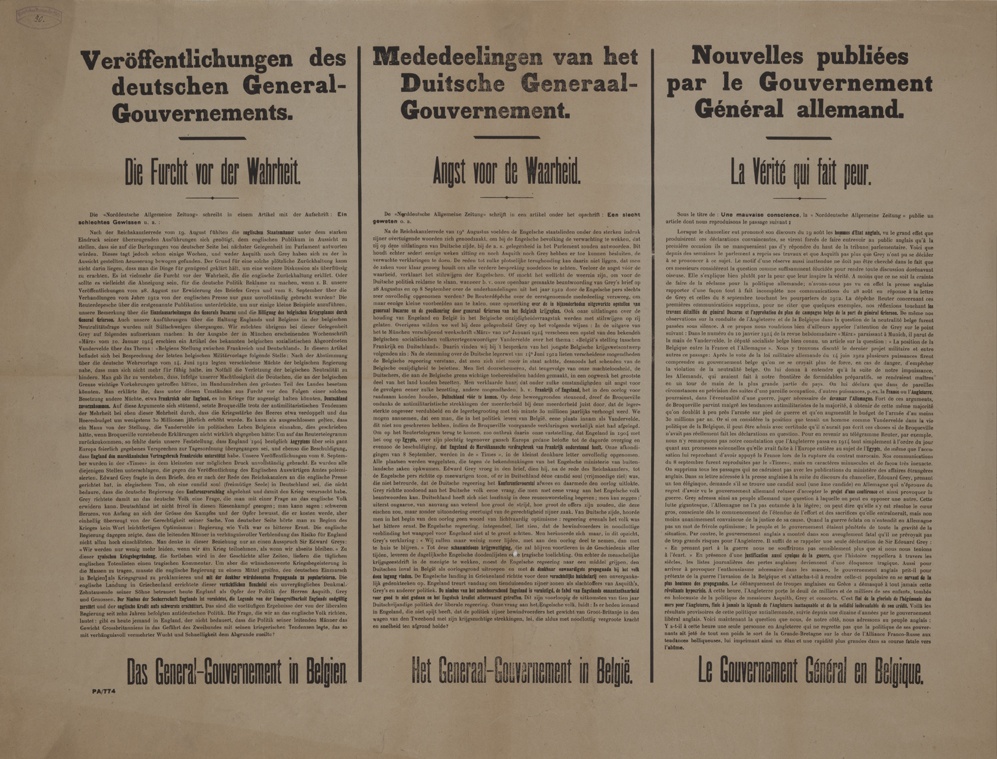 Plakatin Belgien, 1914-1918 (Historisches Museum der Pfalz, Speyer CC BY)
