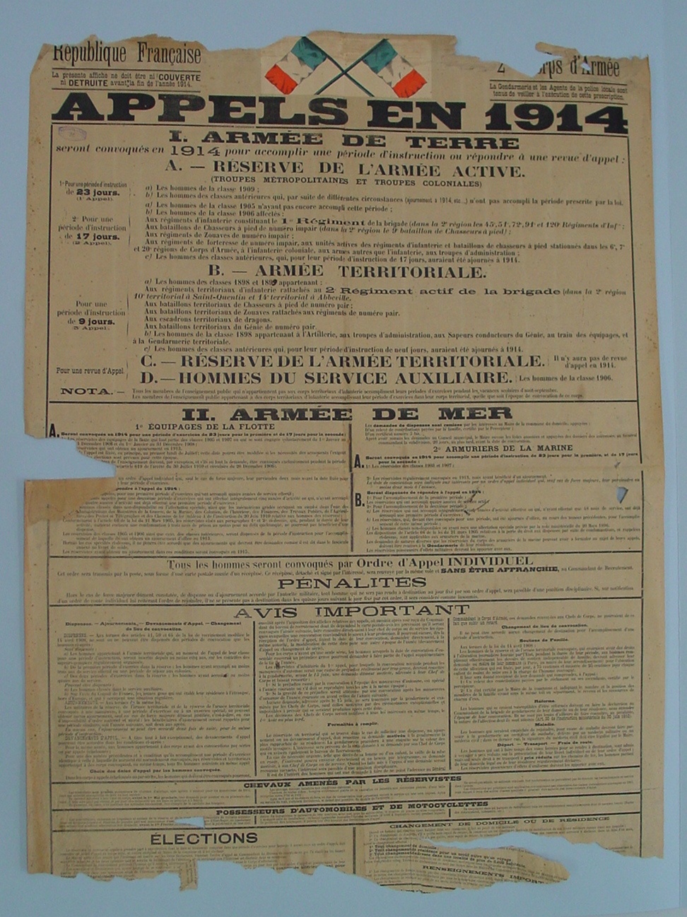 Französisches Plakat zur Mobilmachung 1914 (Historisches Museum der Pfalz, Speyer CC BY)