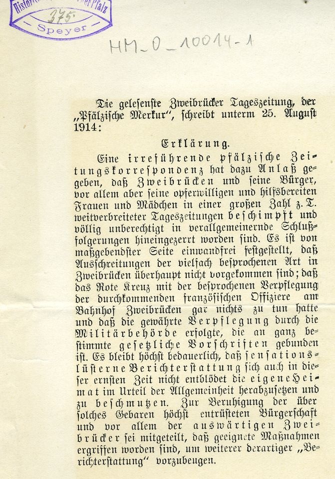 Erklärung aus dem Pfälzischen Merkur (Historisches Museum der Pfalz, Speyer CC BY)