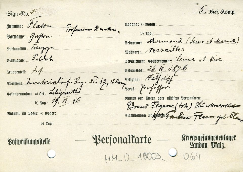 Personalkarte (Historisches Museum der Pfalz, Speyer CC BY)
