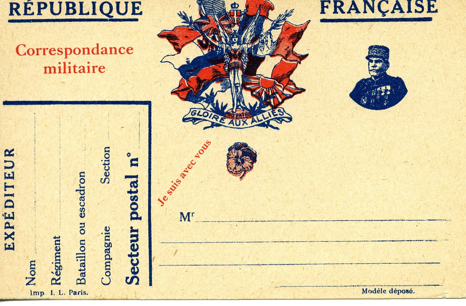 Postkarte "Correspondance militaire République Francaise" (Historisches Museum der Pfalz, Speyer CC BY)