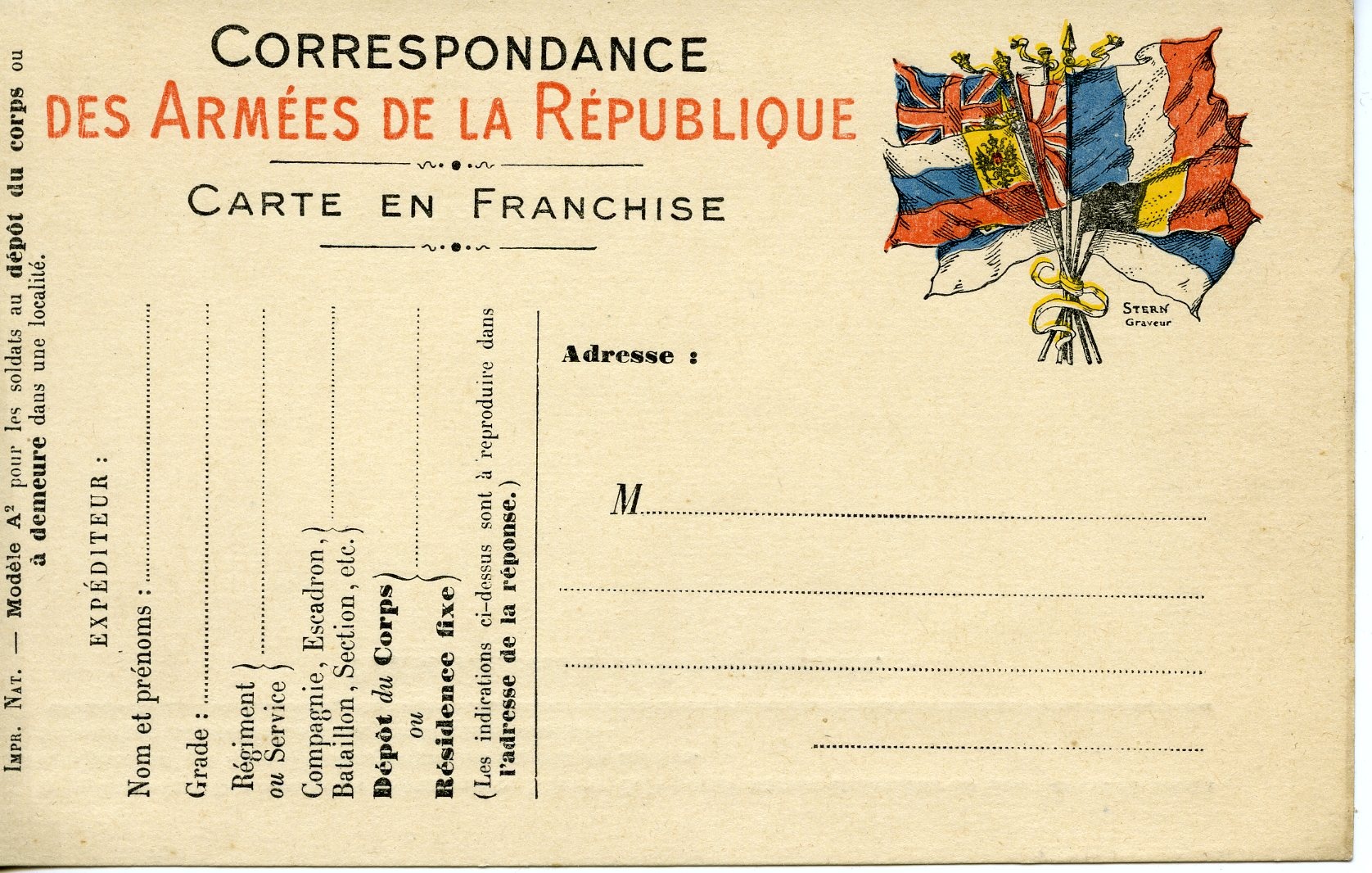 Postkarte "Correspondance des Armées de la République" (Historisches Museum der Pfalz, Speyer CC BY)