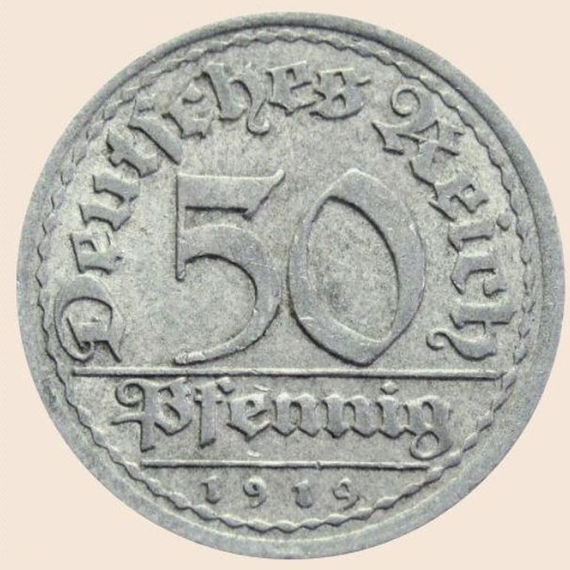 50 Pfennig Münze Deutsches Reich von 1921 (Heimatmuseum und -Archiv Bad Bodendorf CC BY-NC-SA)