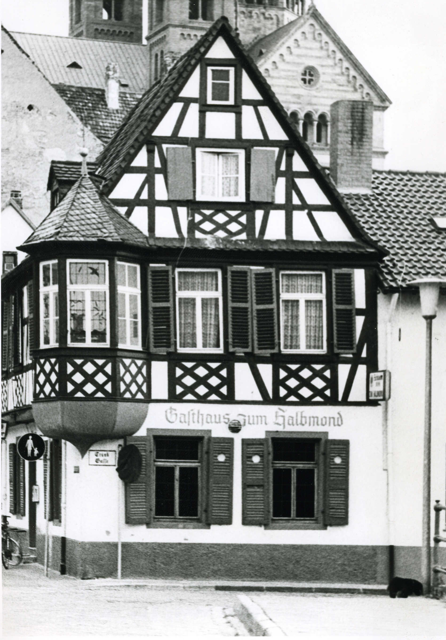 Fotografie "Kaiserdom Speyer mit Gasthaus zum Halbmond (VII)" (Historisches Museum der Pfalz, Speyer CC BY-NC)
