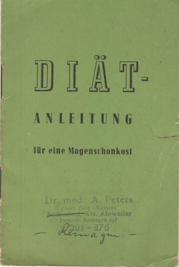 Diätanleitung für eine Magenschonkost (Heimatmuseum und -Archiv Bad Bodendorf CC BY-NC-SA)