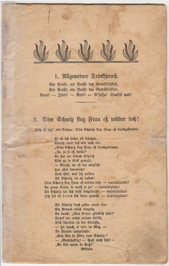 Textbuch zu patriotisch nationalem Liedgut (Heimatmuseum und -Archiv Bad Bodendorf CC BY-NC-SA)