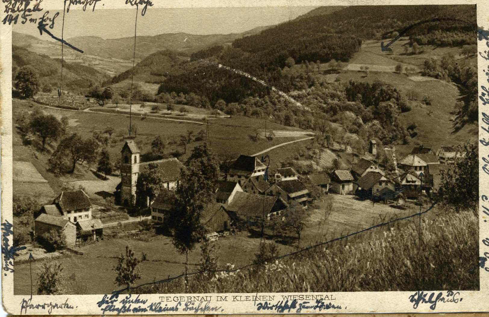 Postkarte Tegernau 1927 (Historisches Museum der Pfalz, Speyer CC BY)