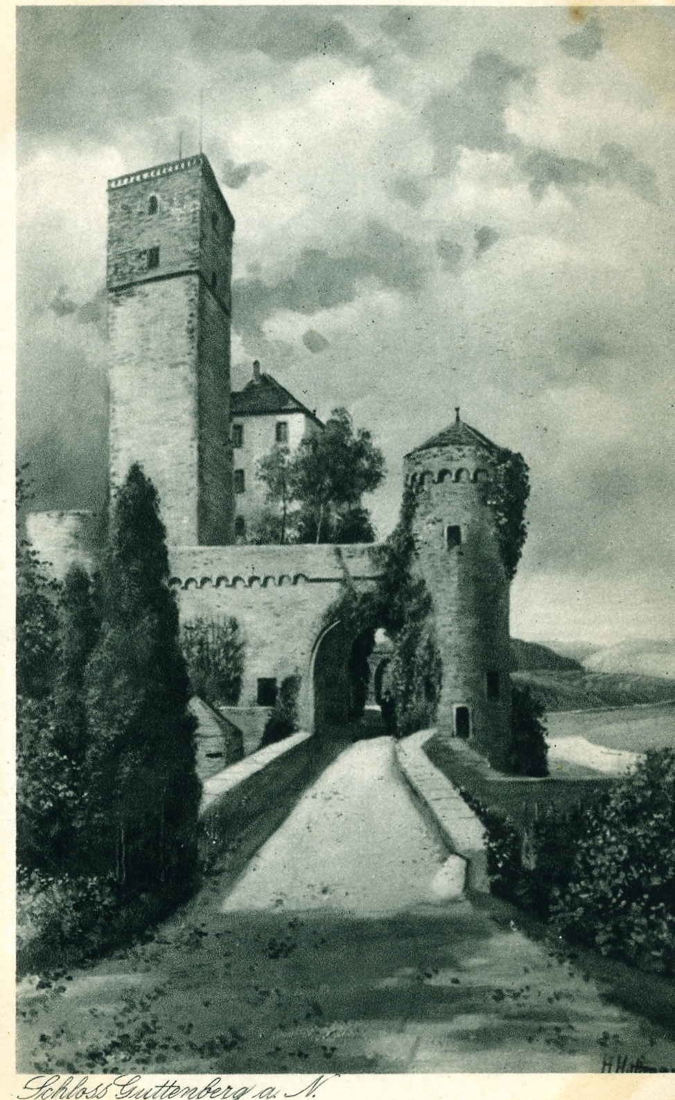 Postkarte Schloss Guttenberg (Historisches Museum der Pfalz, Speyer CC BY)