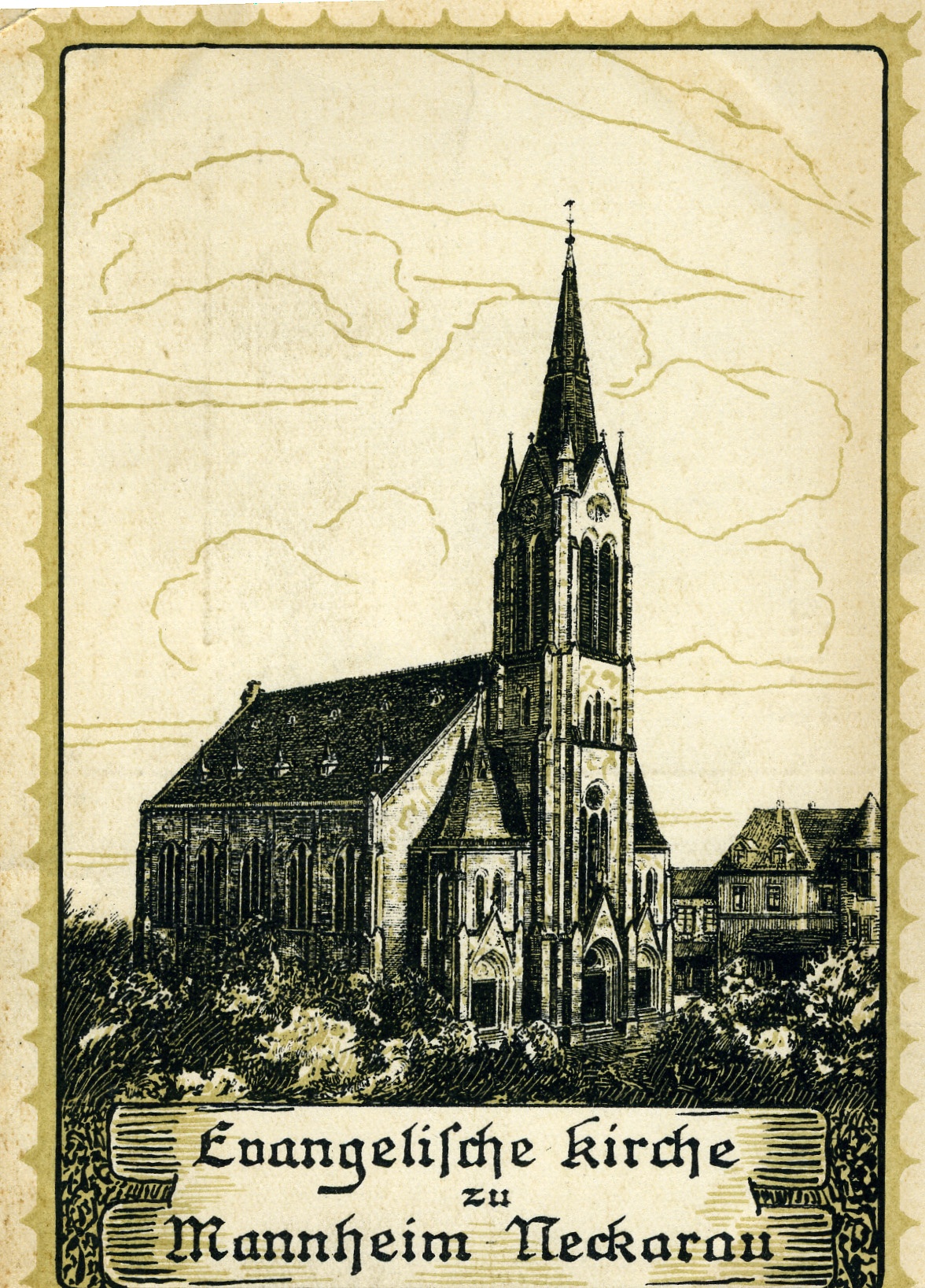 Postkarte Kirche Mannheim-Neckarau (Historisches Museum der Pfalz, Speyer CC BY)