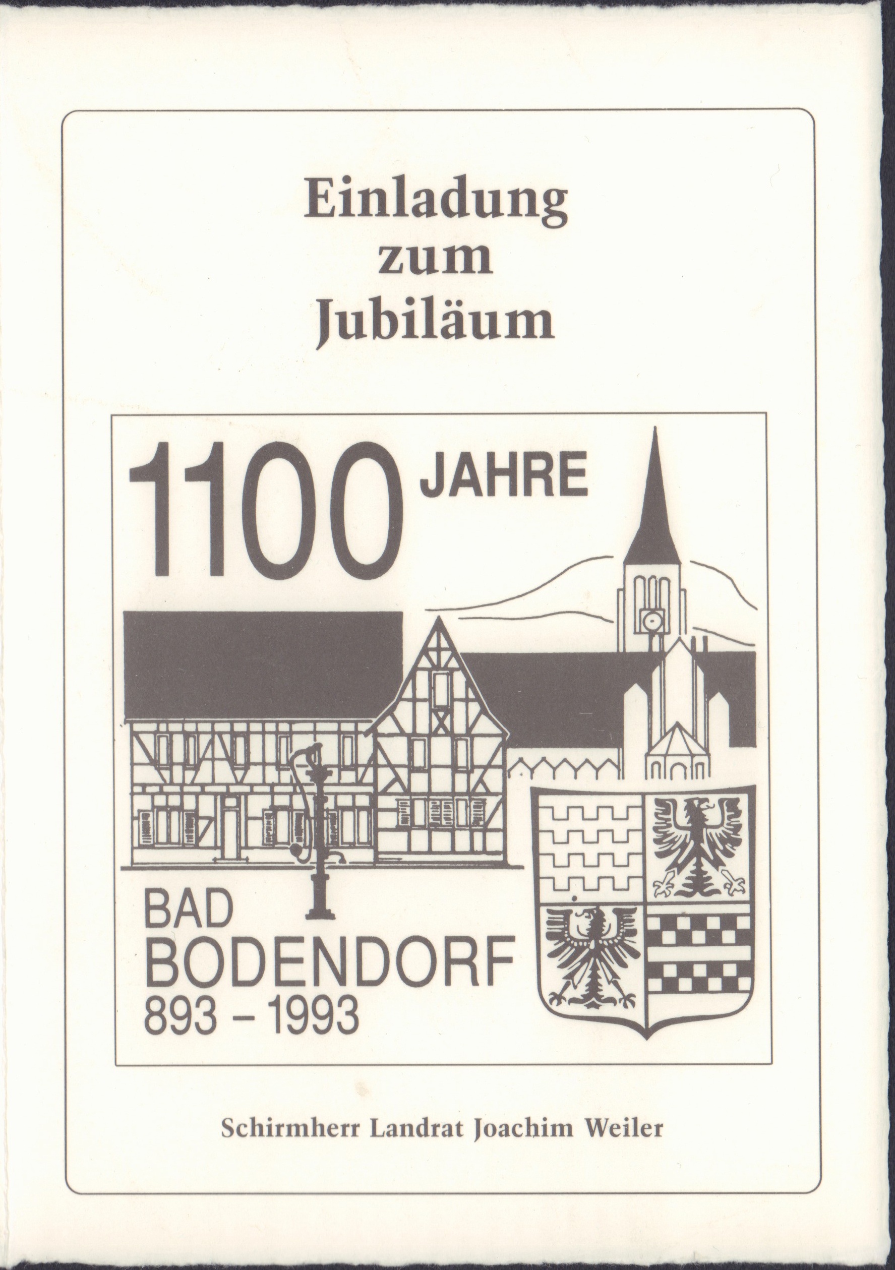 Einladungskarte zum Jubiläum 1100 Jahre Bad Bodendorf mit Festprogramm (Heimatmuseum und -Archiv Bad Bodendorf CC BY-NC-SA)
