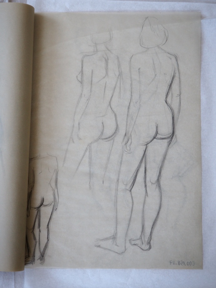 Studienmappe: dreifacher weiblicher Akt (Erkenbert-Museum Frankenthal CC BY-NC-SA)