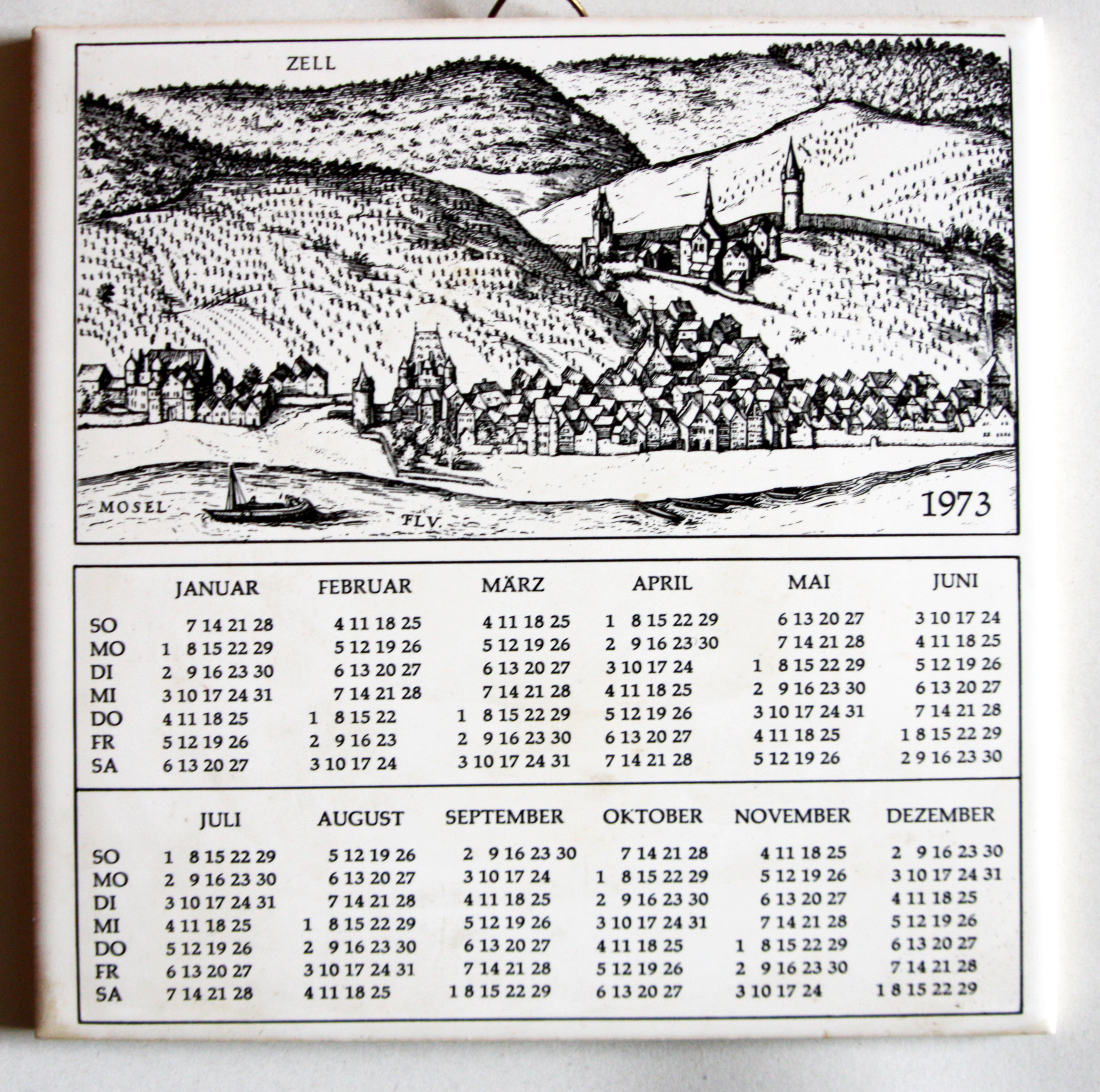 Kalenderfliese 1973 (Heimatmuseum Schloss Sinzig CC BY-NC-SA)