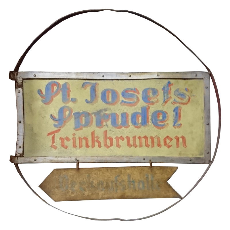 Hinweisschild zum Trinbrunnen des St. Josefs Sprudel (Heimatmuseum und -Archiv Bad Bodendorf CC BY-NC-SA)