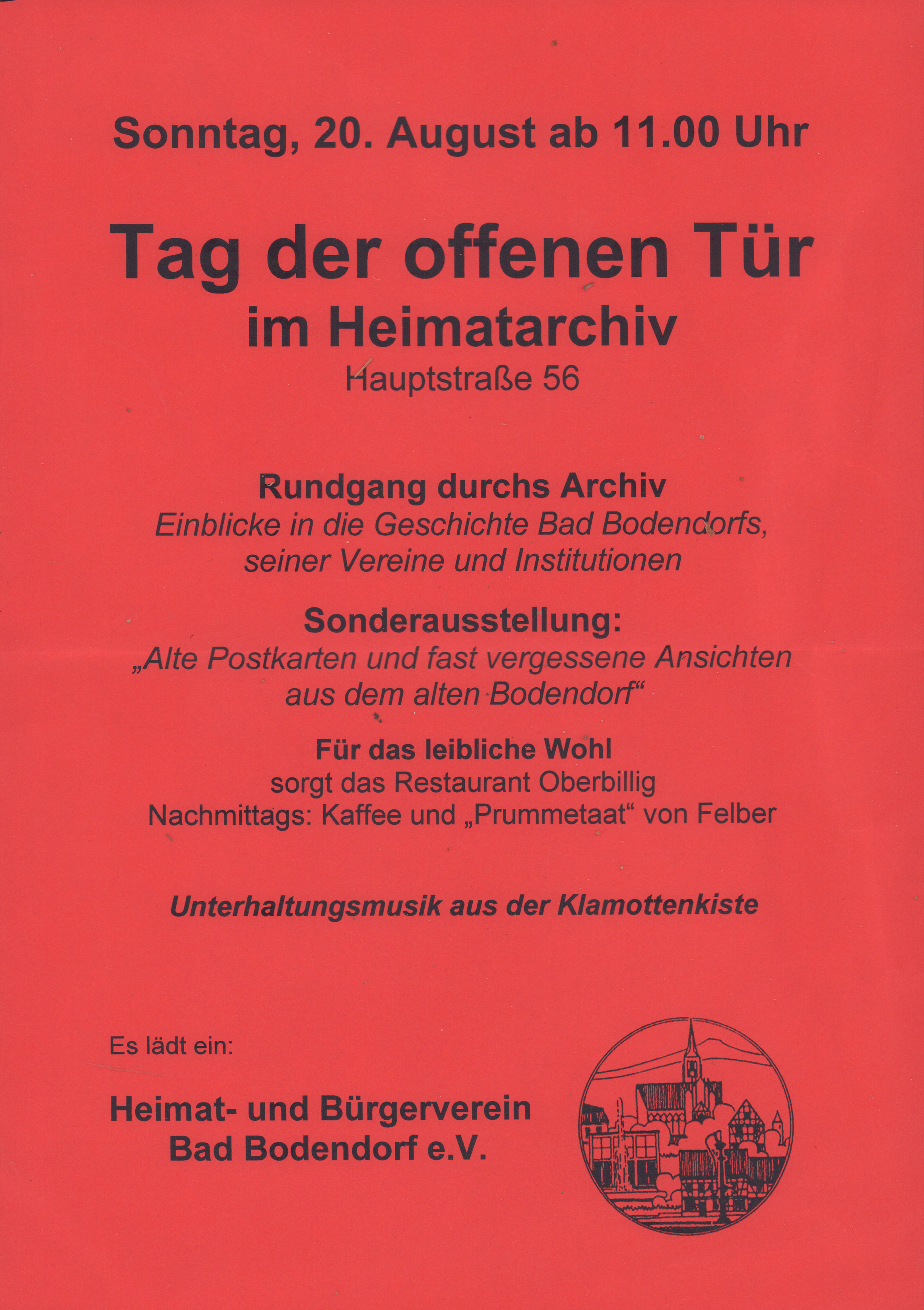 Plakat zum "Tag der offenen Tür im Heimatarchiv 2006 (Heimatmuseum und -Archiv Bad Bodendorf CC BY-NC-SA)