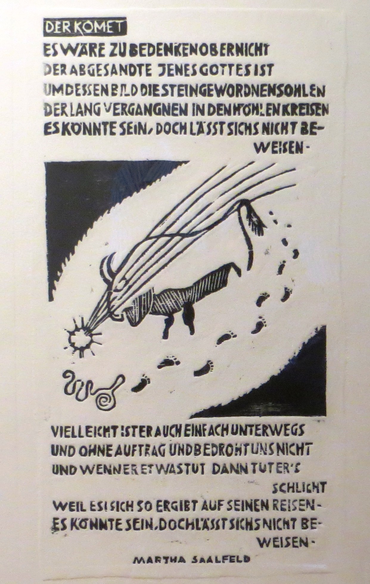 Linolschnitt (Der Komet, Gedicht von Martha Saalfeld) (Museum der Stadt Bad Bergzabern CC BY-NC-SA)