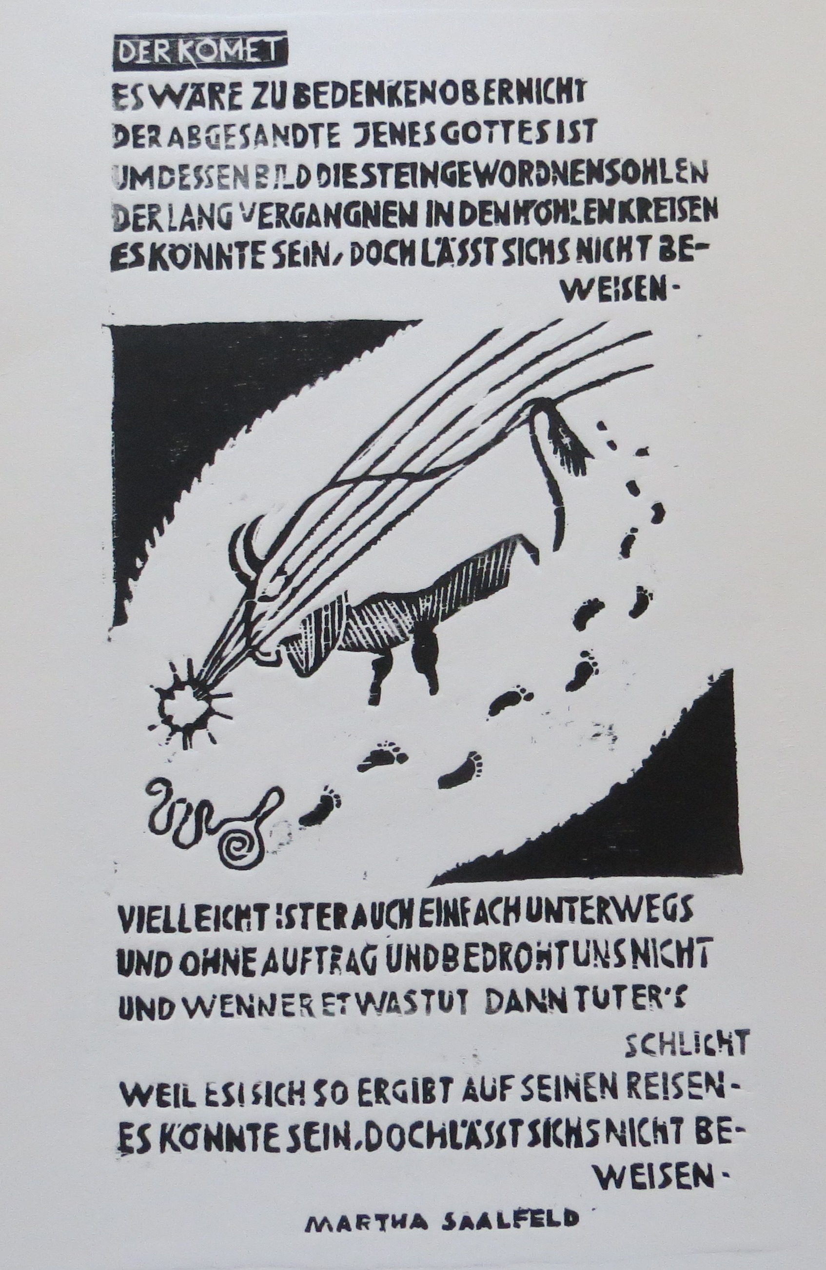 Linolschnitt (Der Komet – Gedicht von Martha Saalfeld) (Museum der Stadt Bad Bergzabern CC BY-NC-SA)