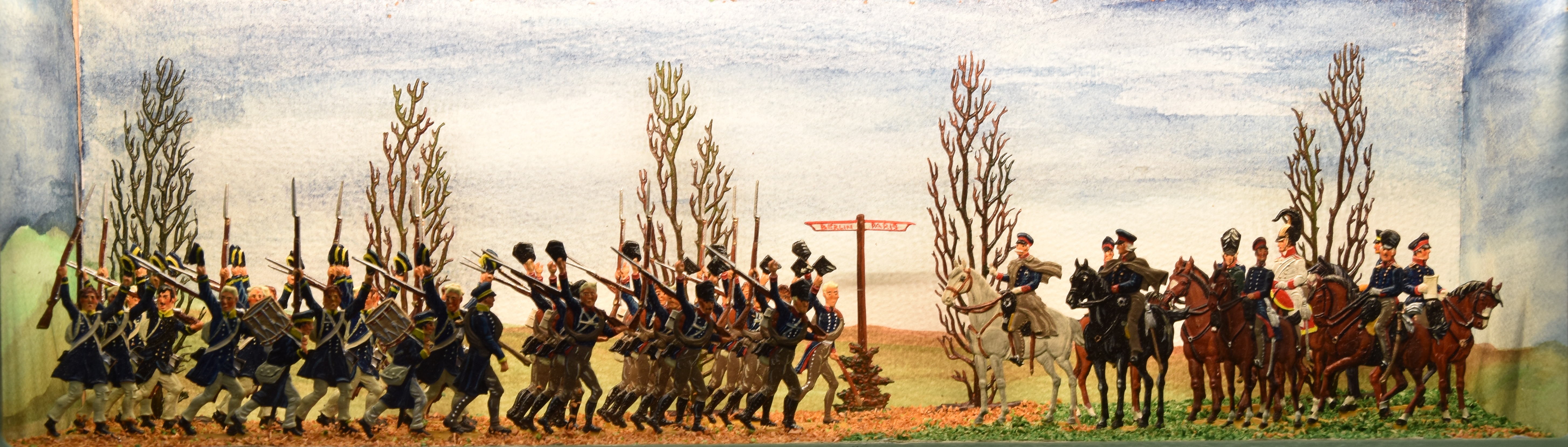Blücher und sein Stab  grüßen Soldaten auf dem Wege zum Rhein 1813 (D. Weber CC BY-NC-SA)