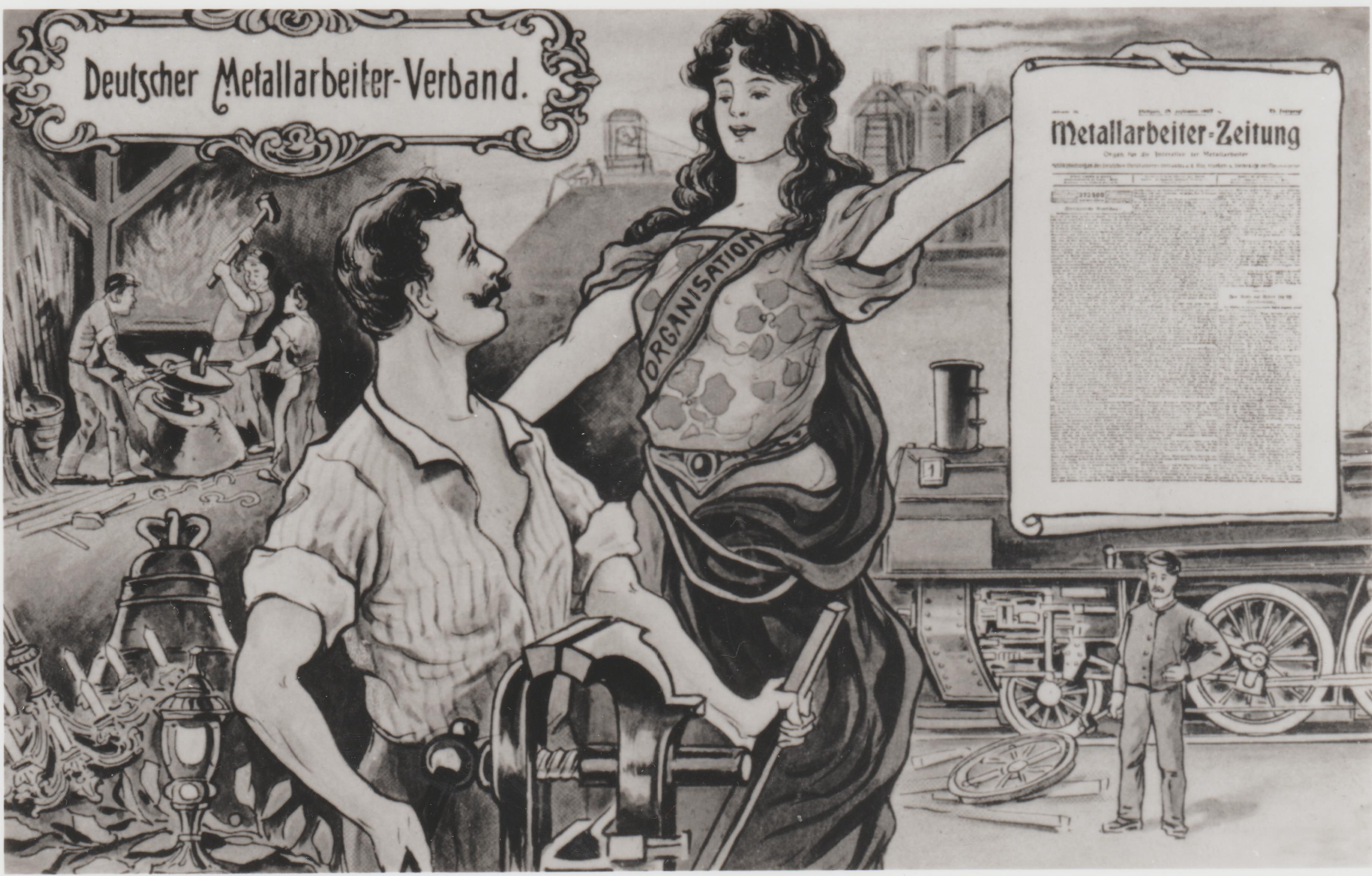 Werbepostkarte des Deutschen Metallarbeiter-Verbandes 1907 (Zentralarchiv IG Metall. CC BY-NC-SA)