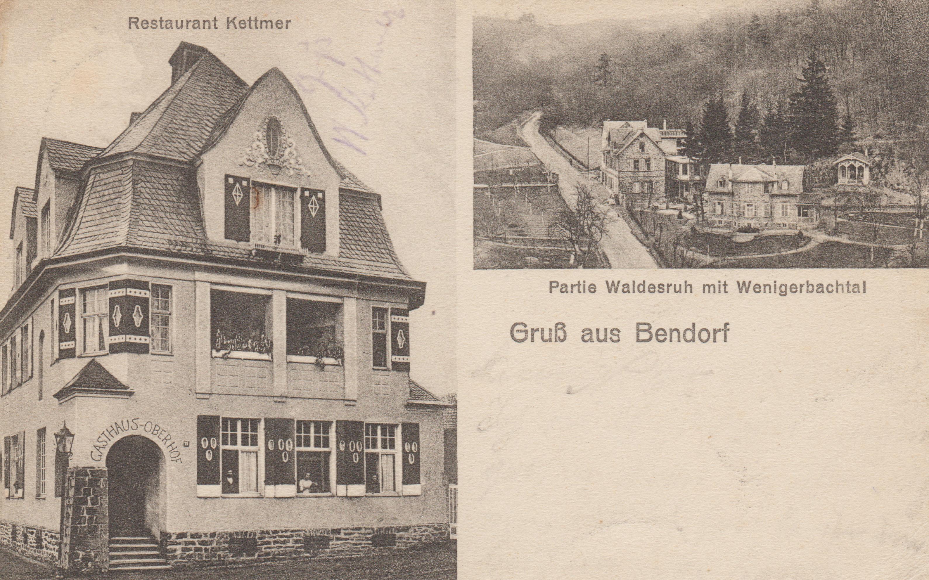 Restaurant Kettmer & Partie Waldesruh mit Wenigerbachtal in Bendorf 1912 (REM CC BY-NC-SA)