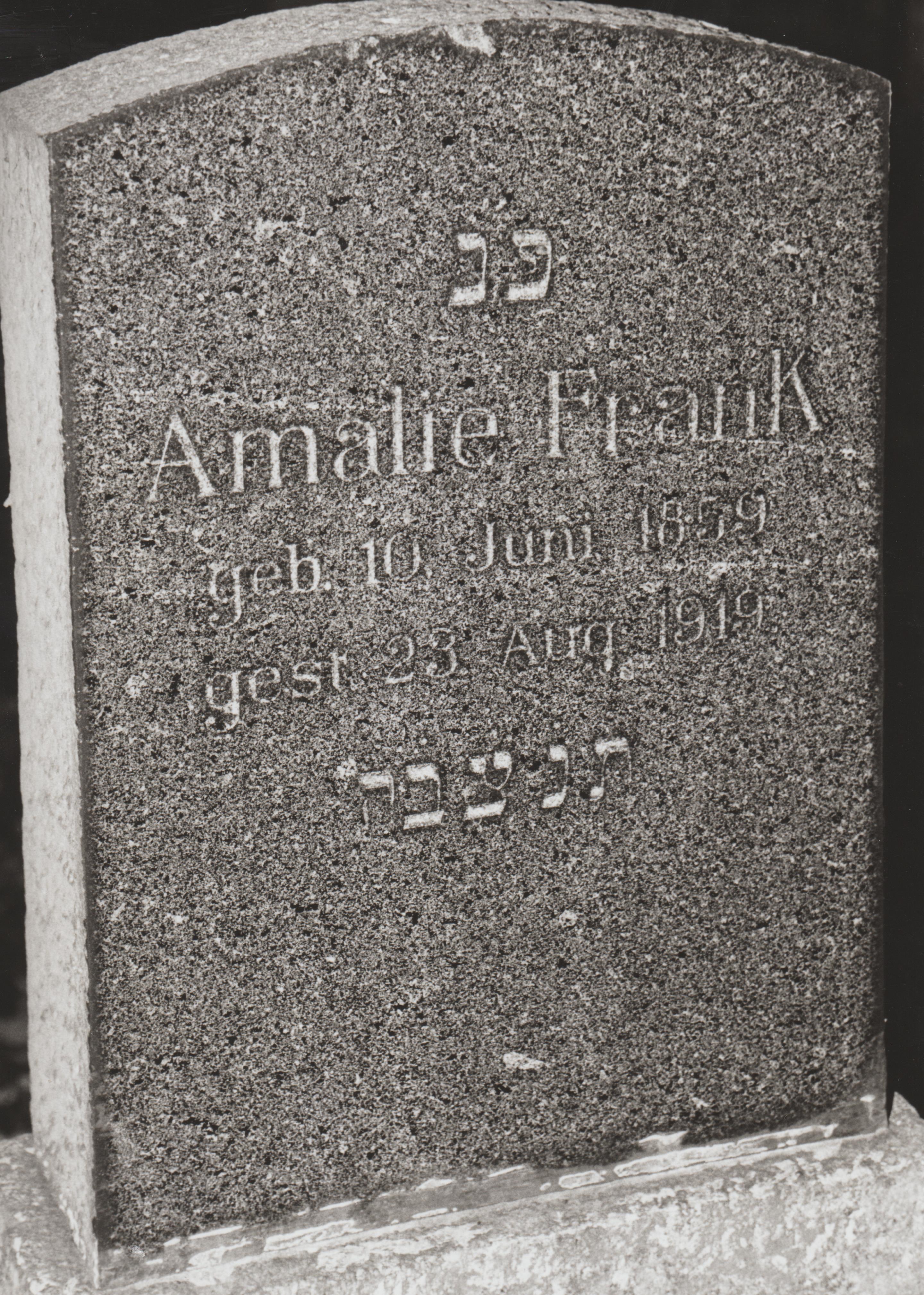 Grabstein "Amalie Frank" auf dem jüdischen Friedhof in Bendorf (REM CC BY-NC-SA)