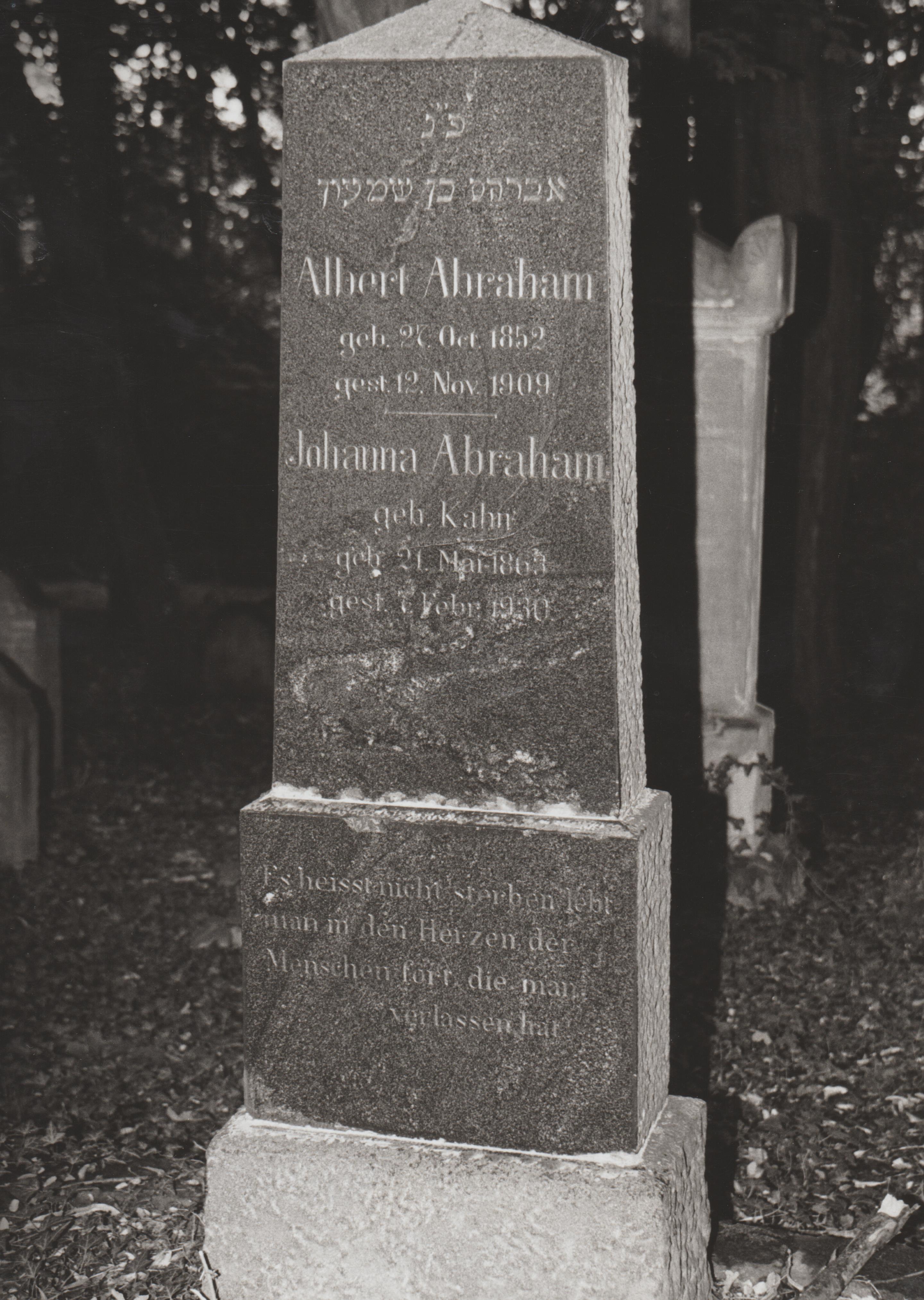 Grabstein von Albert & Johannna Abraham" auf dem jüdischen Friedhof in Bendorf (REM CC BY-NC-SA)