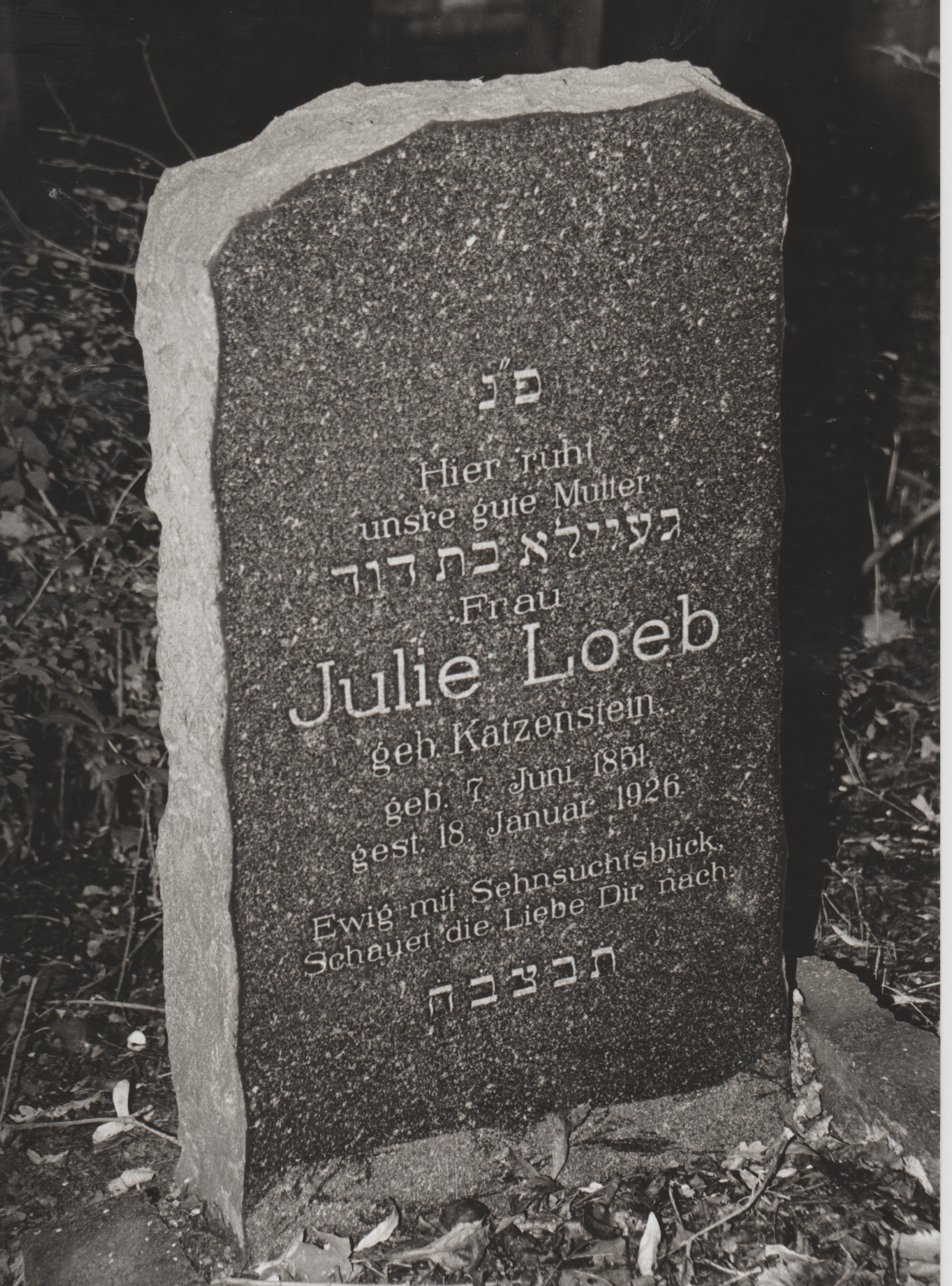 Grabstein von "Julie Loeb", jüdischer Friedhof Bendorf (REM CC BY-NC-SA)