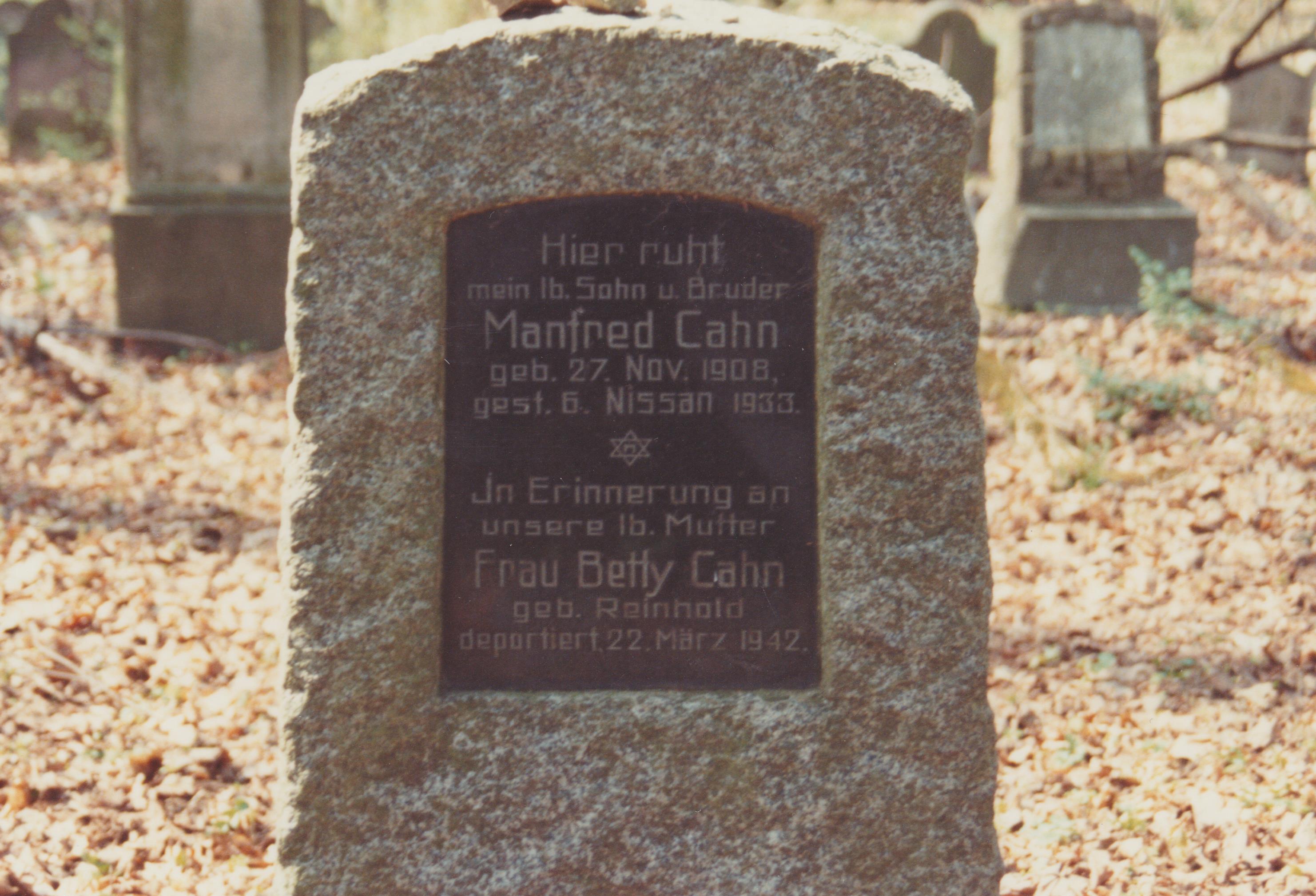 Grabstein von "Manfred & Betty Cahn", jüdischer Friedhof Bendorf (REM CC BY-NC-SA)