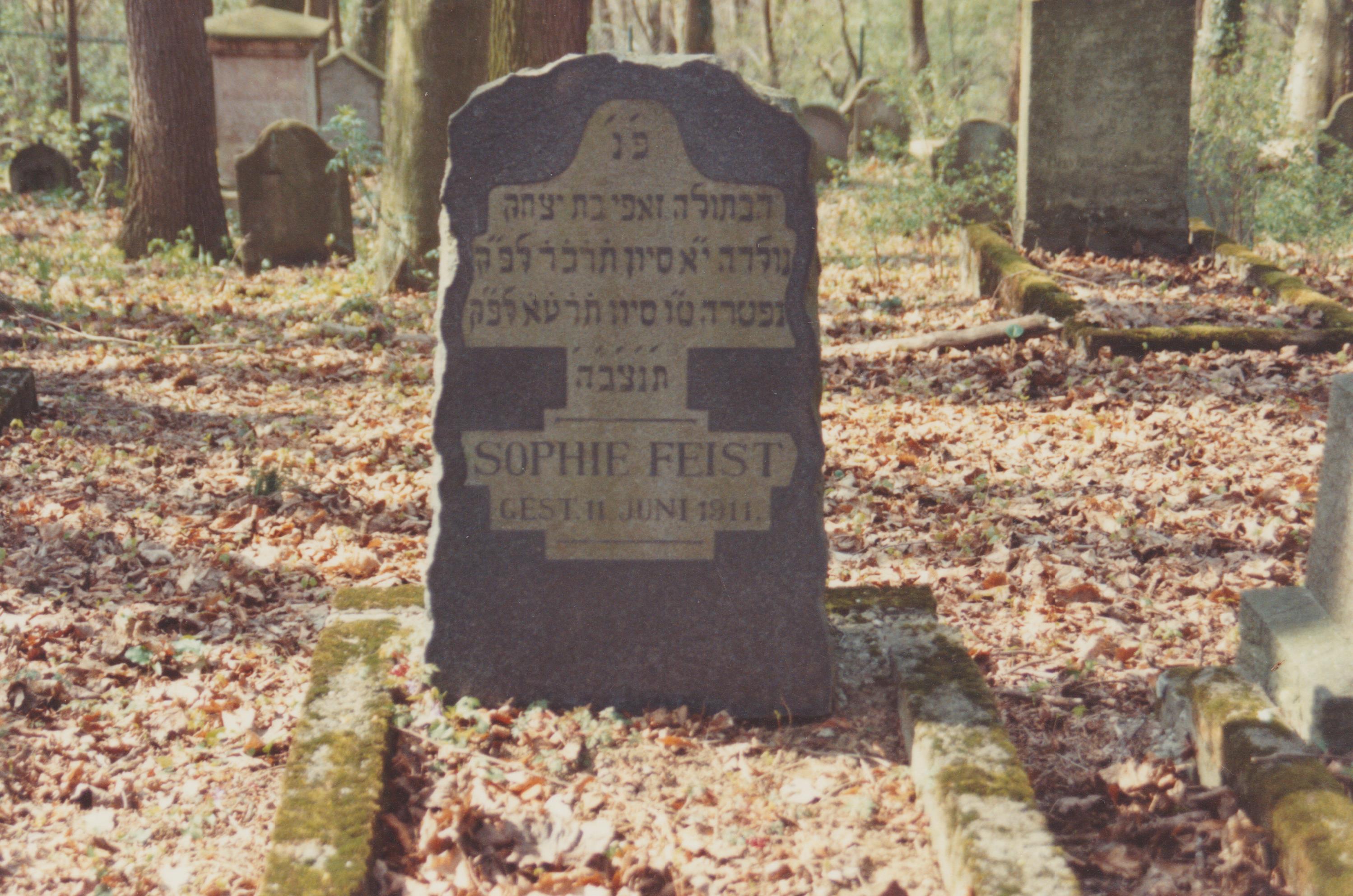 Grabstein von "Sophie Feist", jüdischer Friedhof Bendorf (REM CC BY-NC-SA)