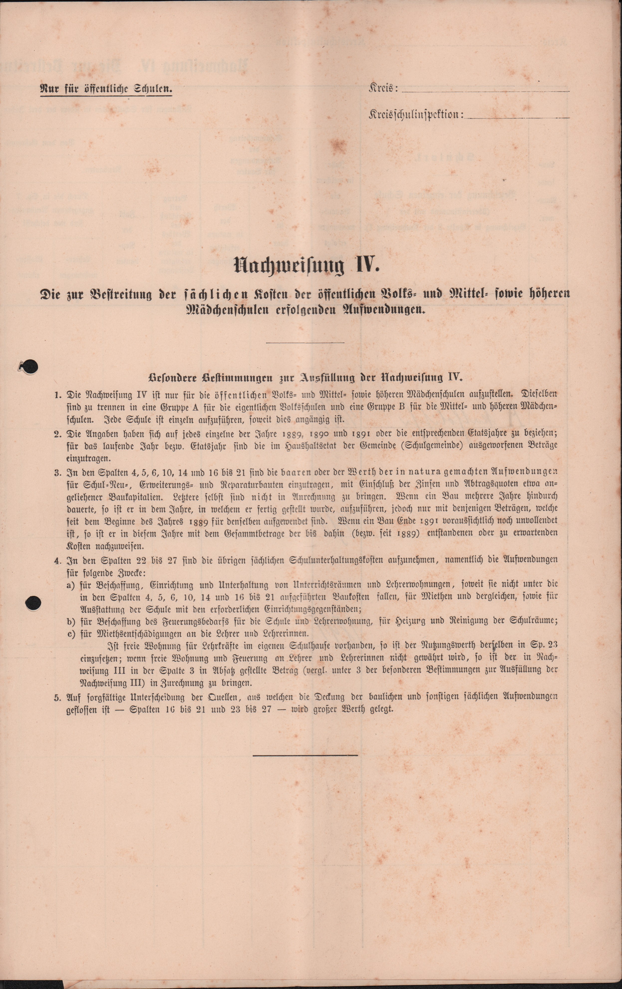 Nachwesisung IV. Erfassung der sächlichen Kosten und Aufwendungen (Heimatmuseum und -Archiv Bad Bodendorf CC BY-NC-SA)