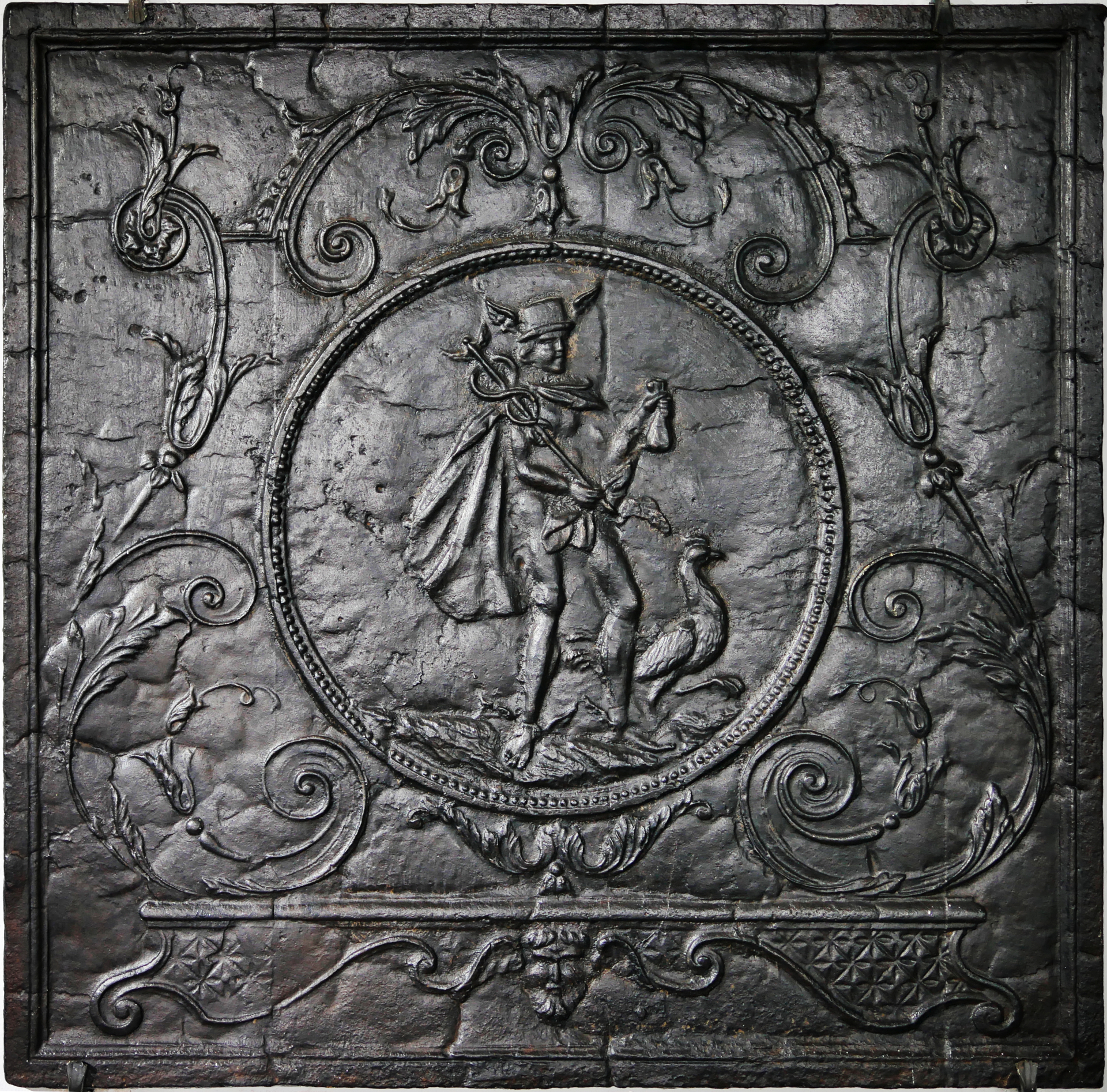 Kaminplatte, Merkur (Volkskunde- und Freilichtmuseum Roscheider Hof CC0)