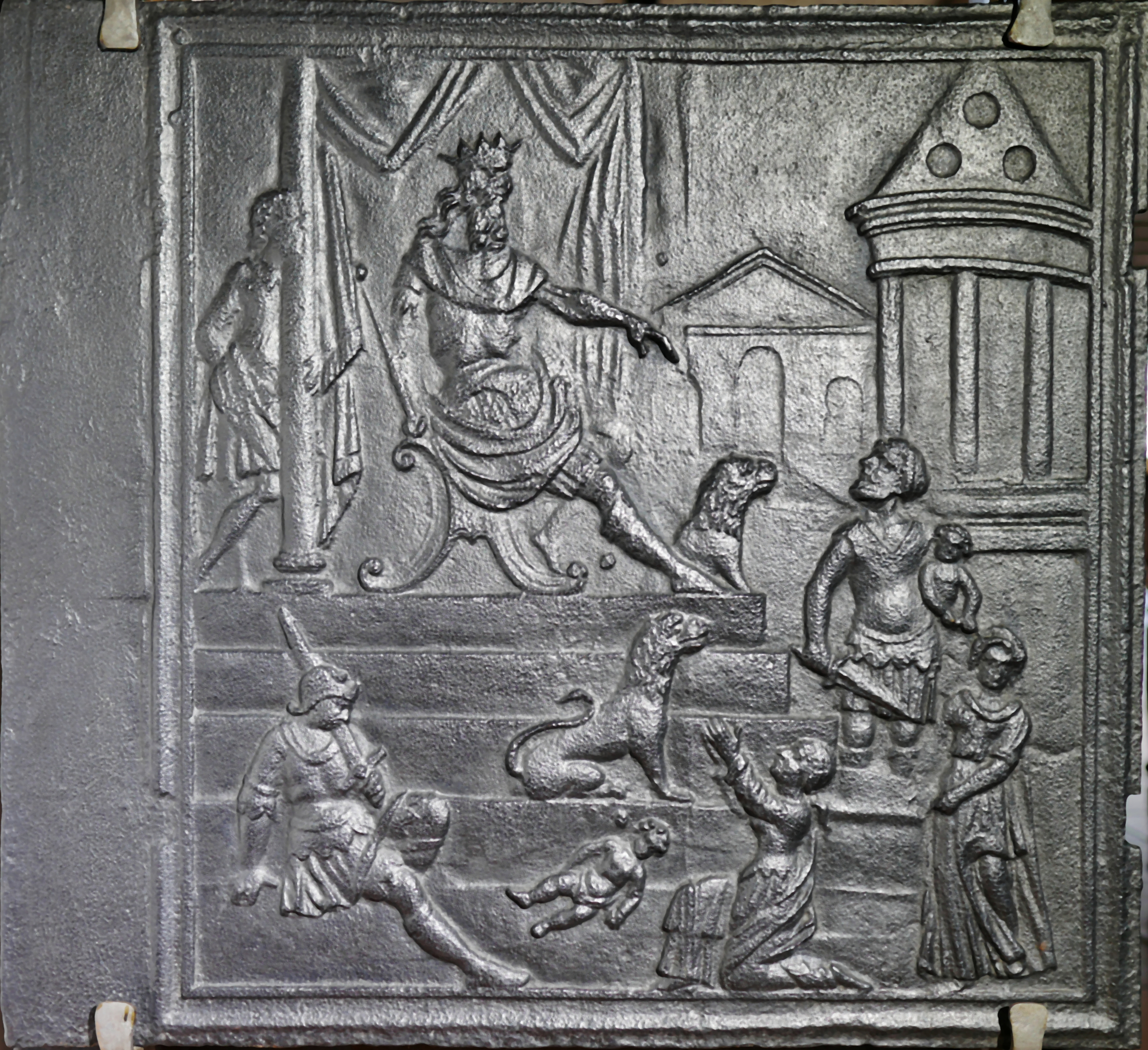 Takenplatte, Das Urteil des Salomo (Volkskunde- und Freilichtmuseum Roscheider Hof CC0)