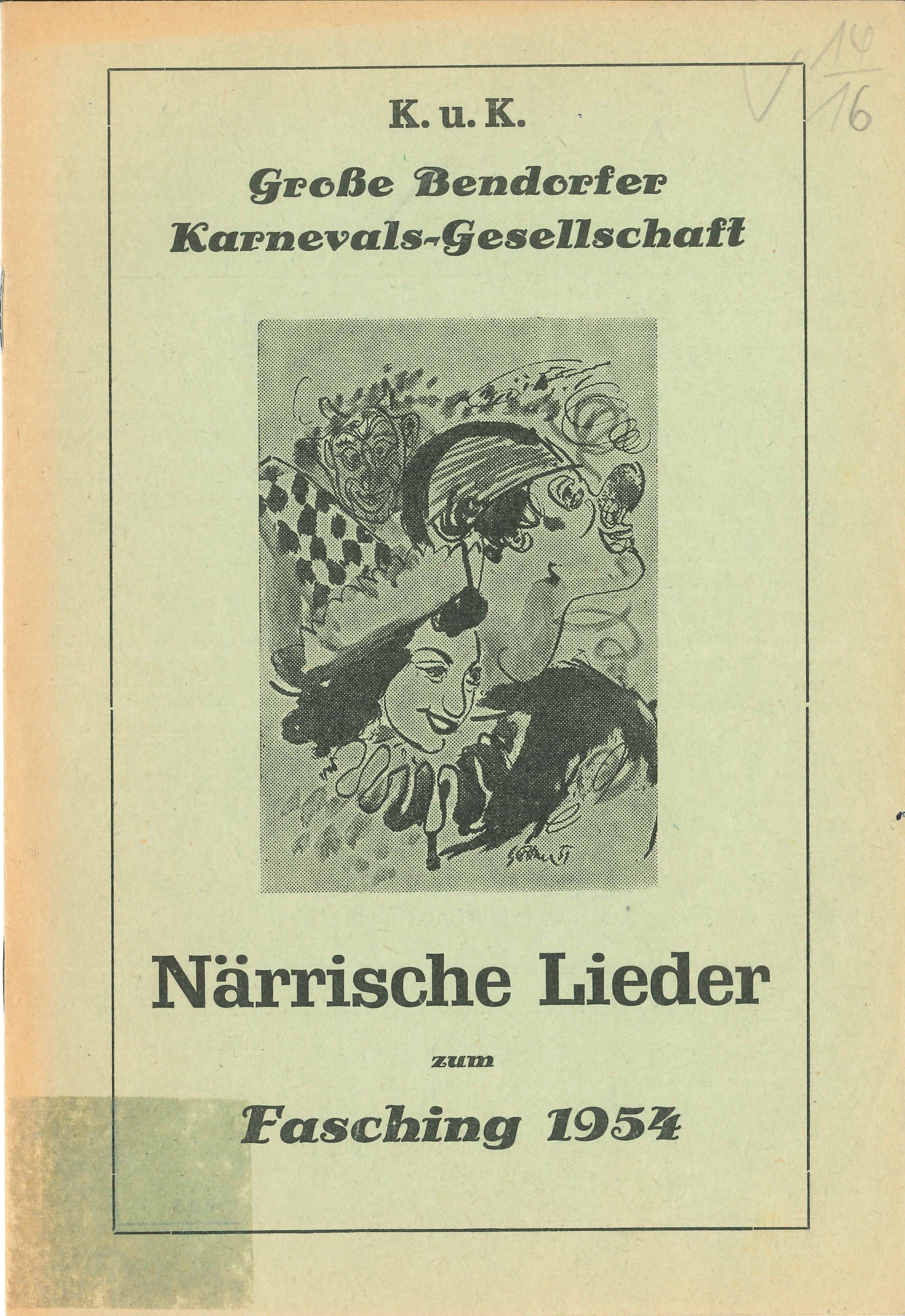 Liederheft Große Bendorfer Karnevalsgesellschaft 1954 (Rheinisches Eisenkunstguss-Museum CC BY-NC-SA)
