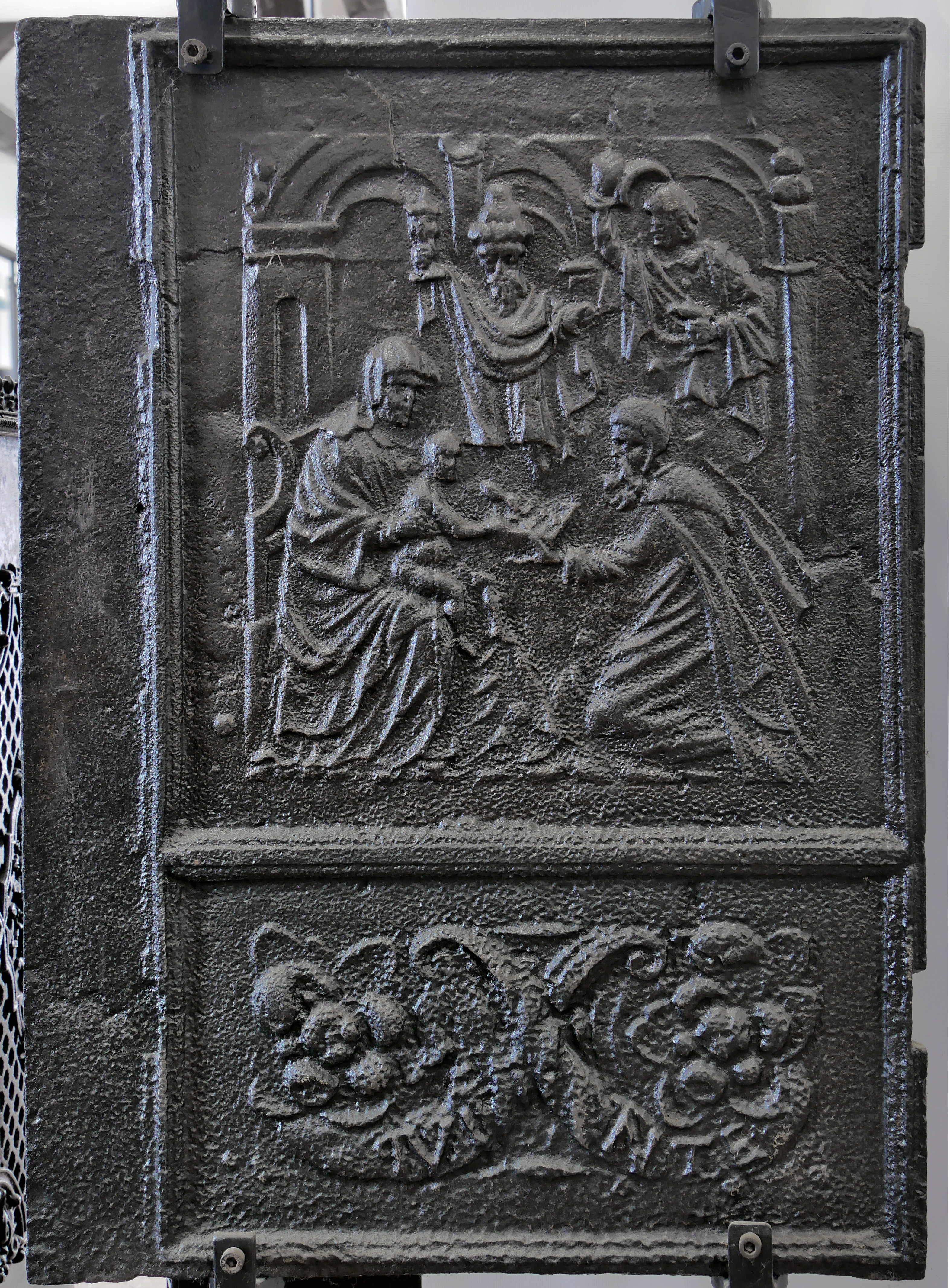 Ofenplatte, Anbetung der Könige (Volkskunde- und Freilichtmuseum Roscheider Hof CC0)