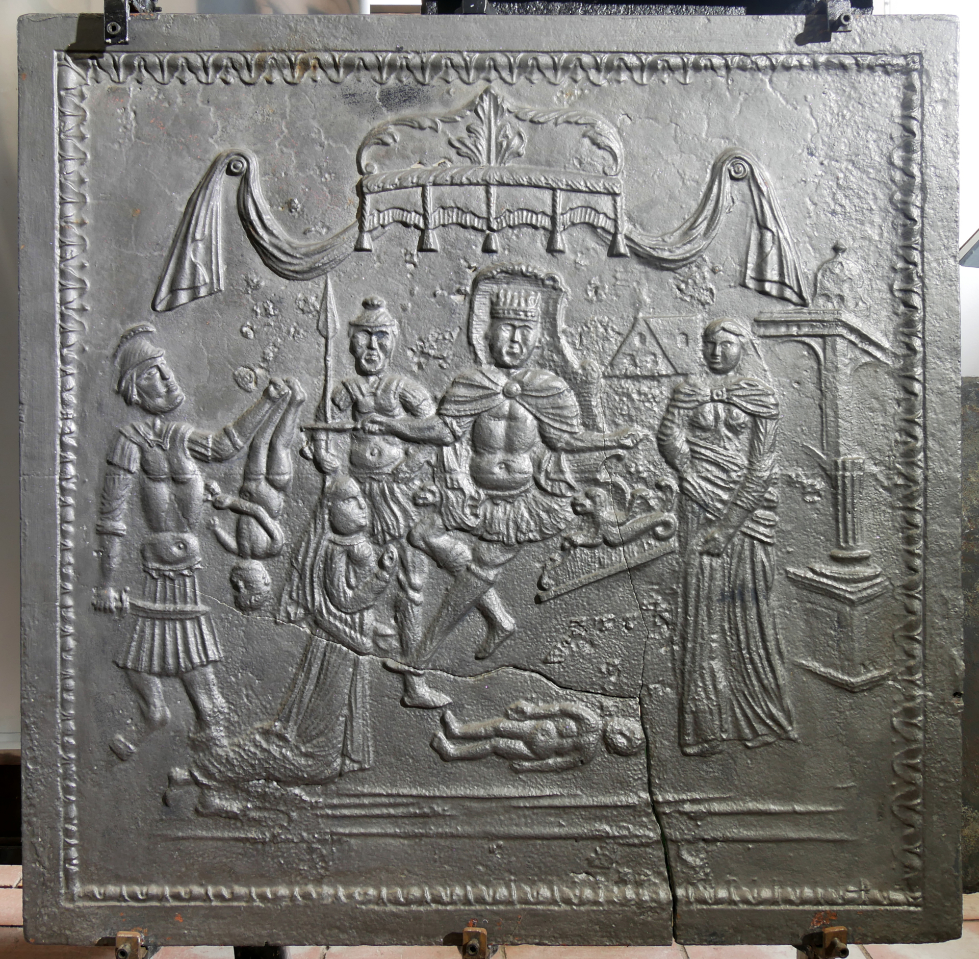 Takenplatte, Urteil des Salomo (Volkskunde- und Freilichtmuseum Roscheider Hof CC0)