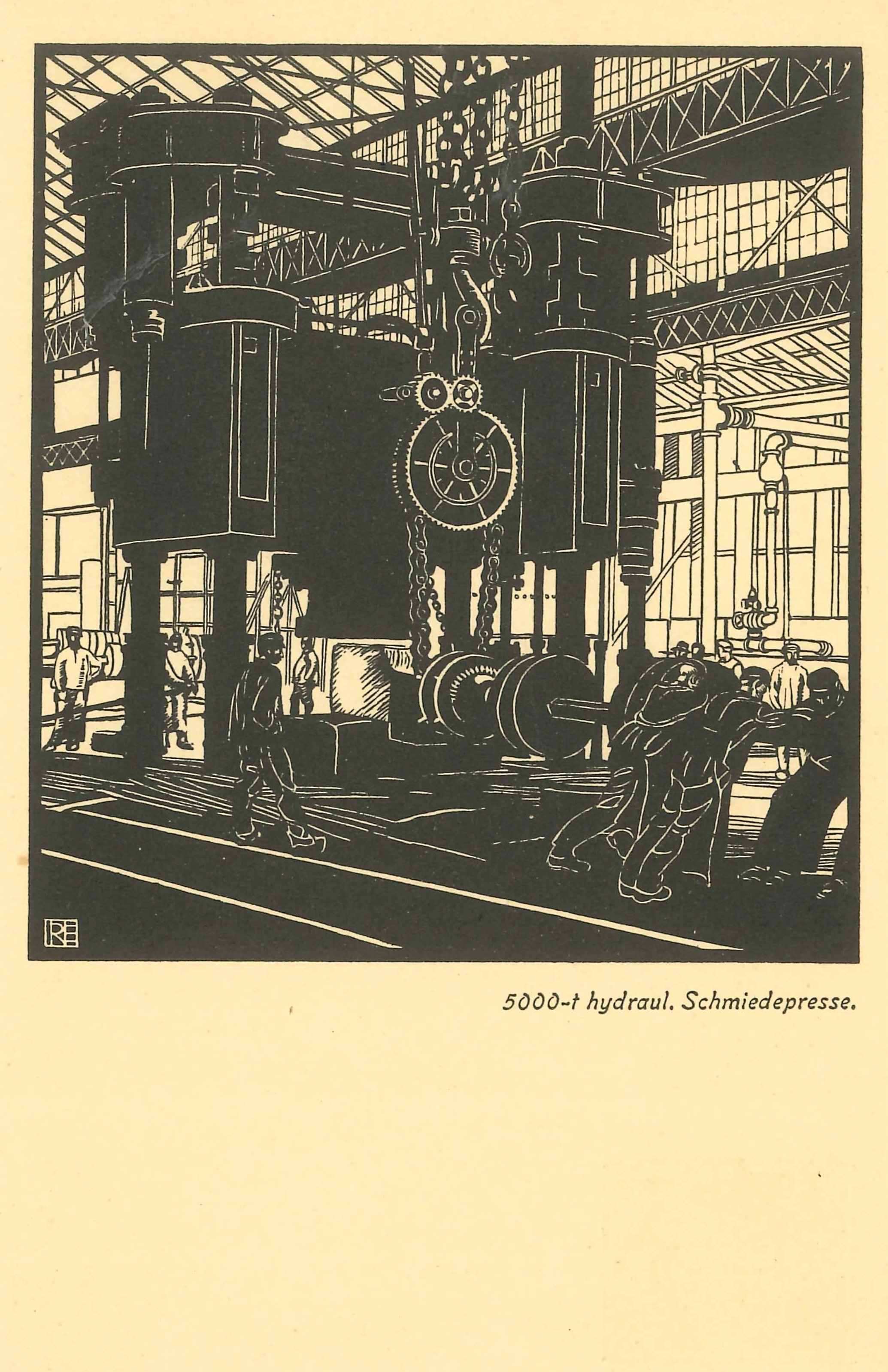 Postkarte, "5000 Tonnen hydraulische Schmiedepresse" der Friedrich Krupp A.G in Essen, 1911 (REM CC BY-NC-SA)