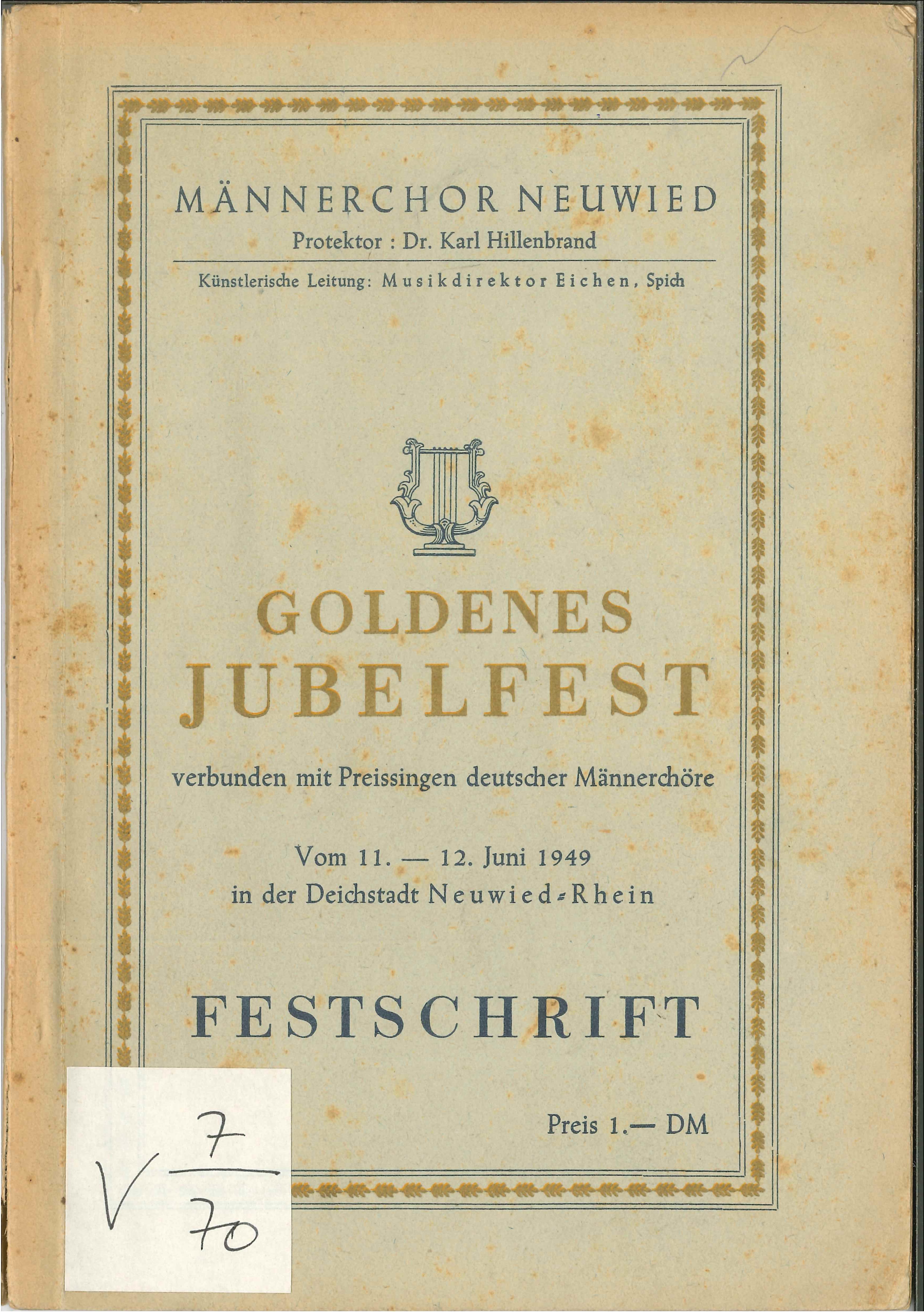 Festschrift Männerchor Neuwied, 1949 (Rheinisches Eisenkunstguss-Museum CC BY-NC-SA)