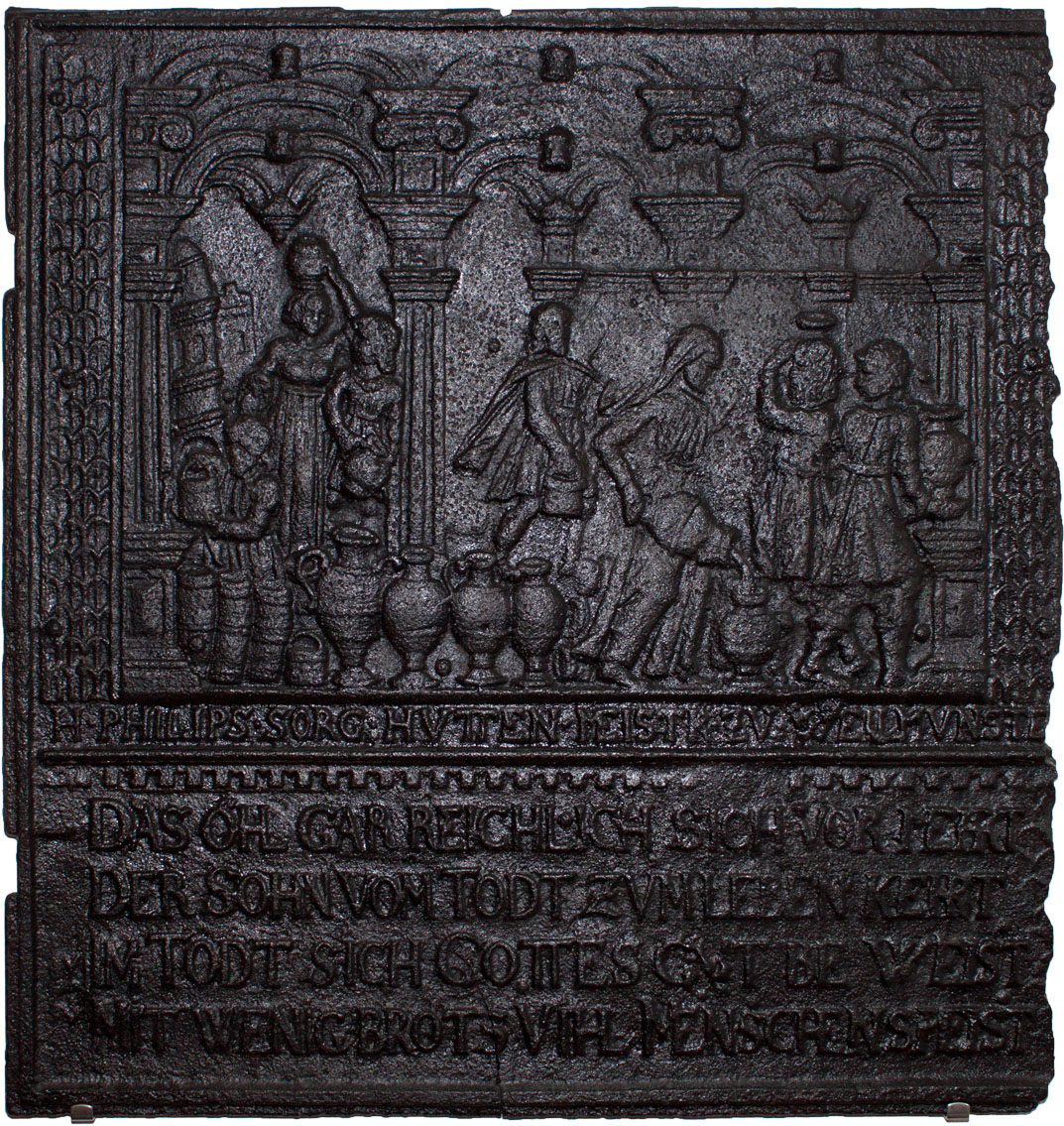 gusseiserne Ofenplatte mit Relief und Inschrift (2) (Weindorf-Museum Horrweiler CC BY-NC-SA)