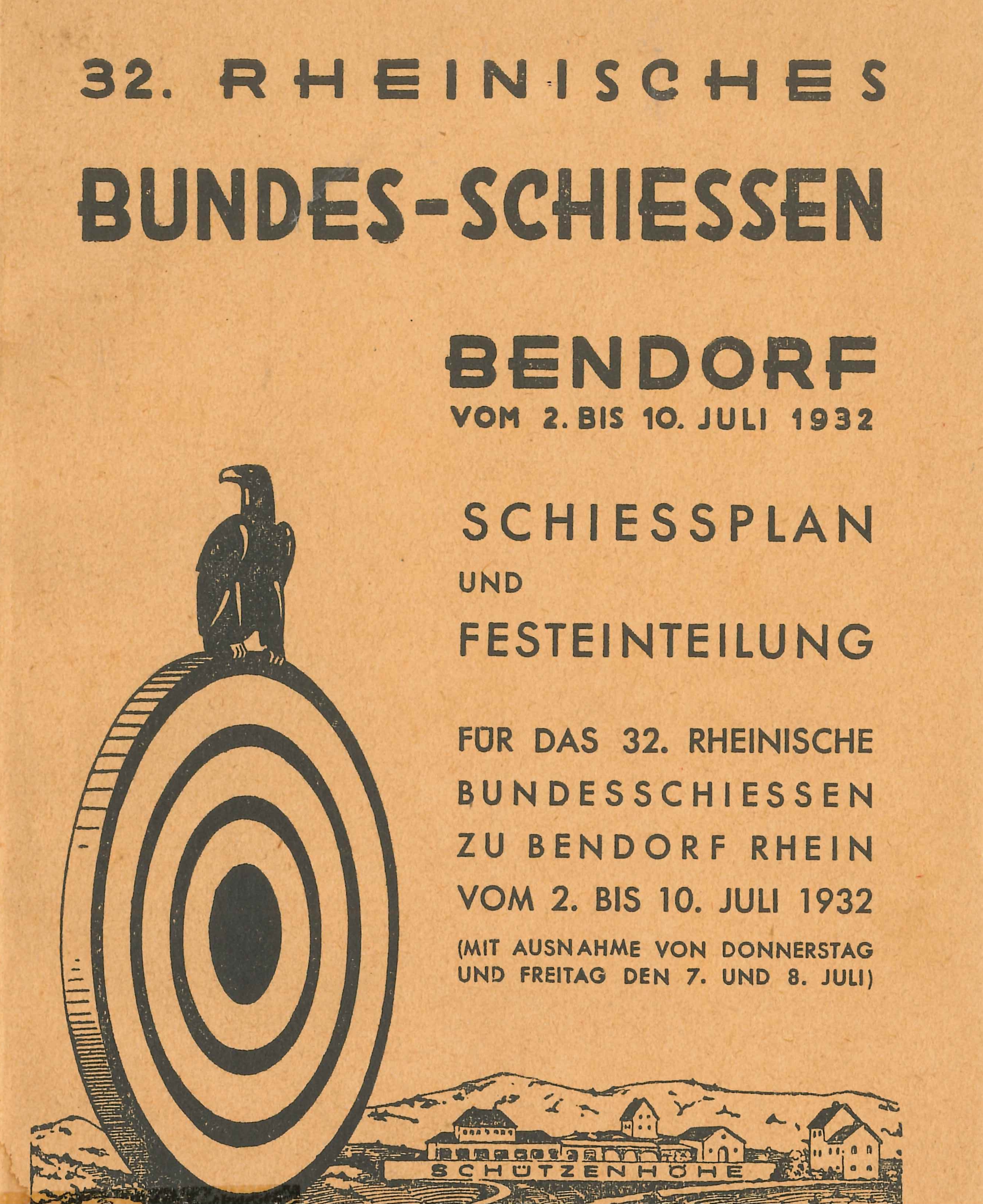 Broschüre 32. Rheinisches Bundesschießen, Bendorf 1932 (Rheinisches Eisenkunstguss-Museum CC BY-NC-SA)