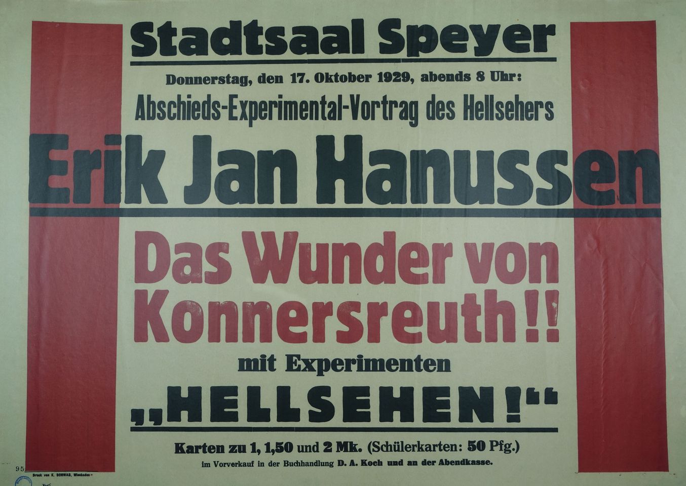 Plakat °Erik Jan Hanussen. Das Wunder von Konnersreuth !!° (Historisches Museum der Pfalz, Speyer CC BY)