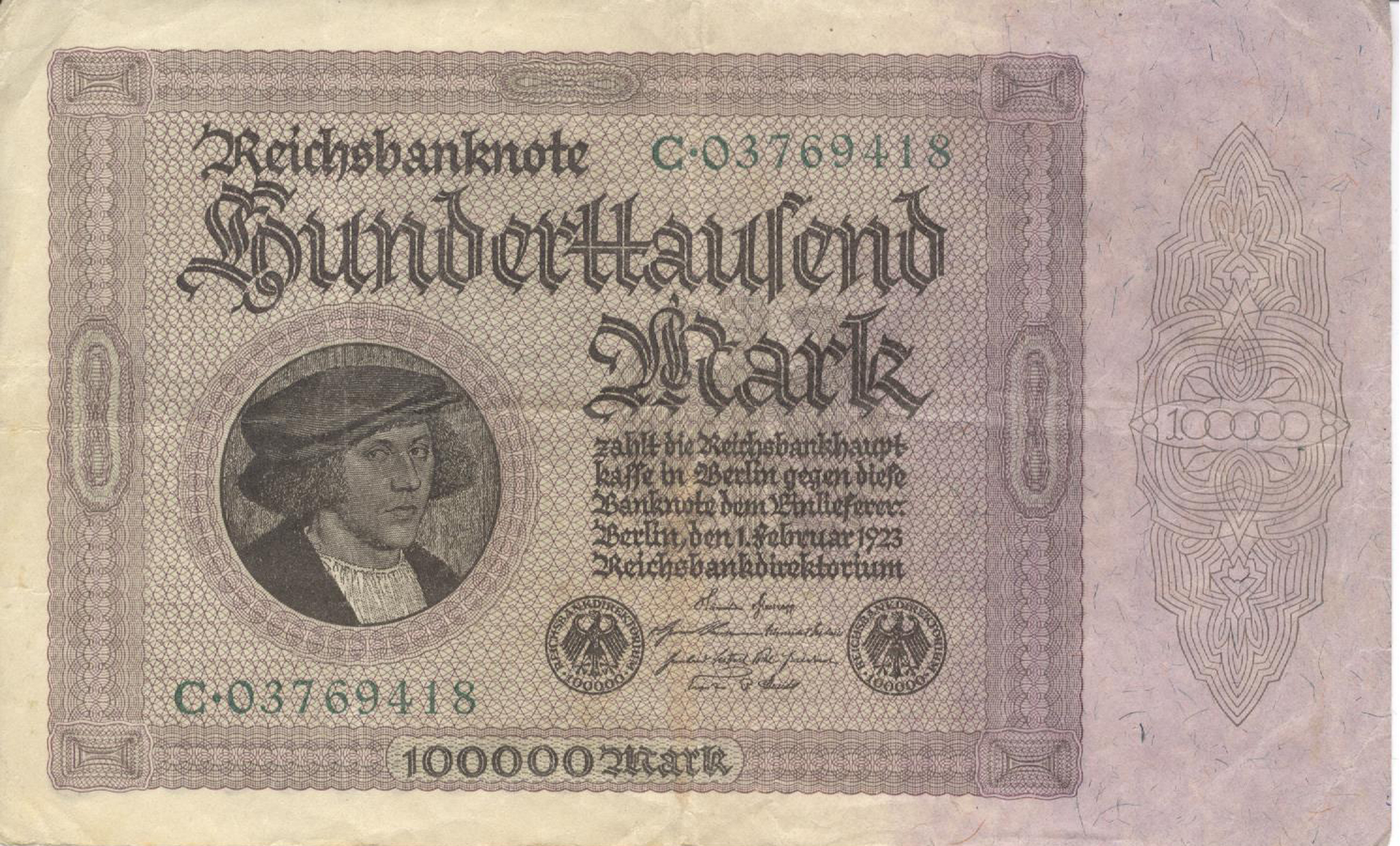 Hunderttausend Mark von 1923 (Heimatmuseum und -Archiv Bad Bodendorf CC BY-NC-SA)