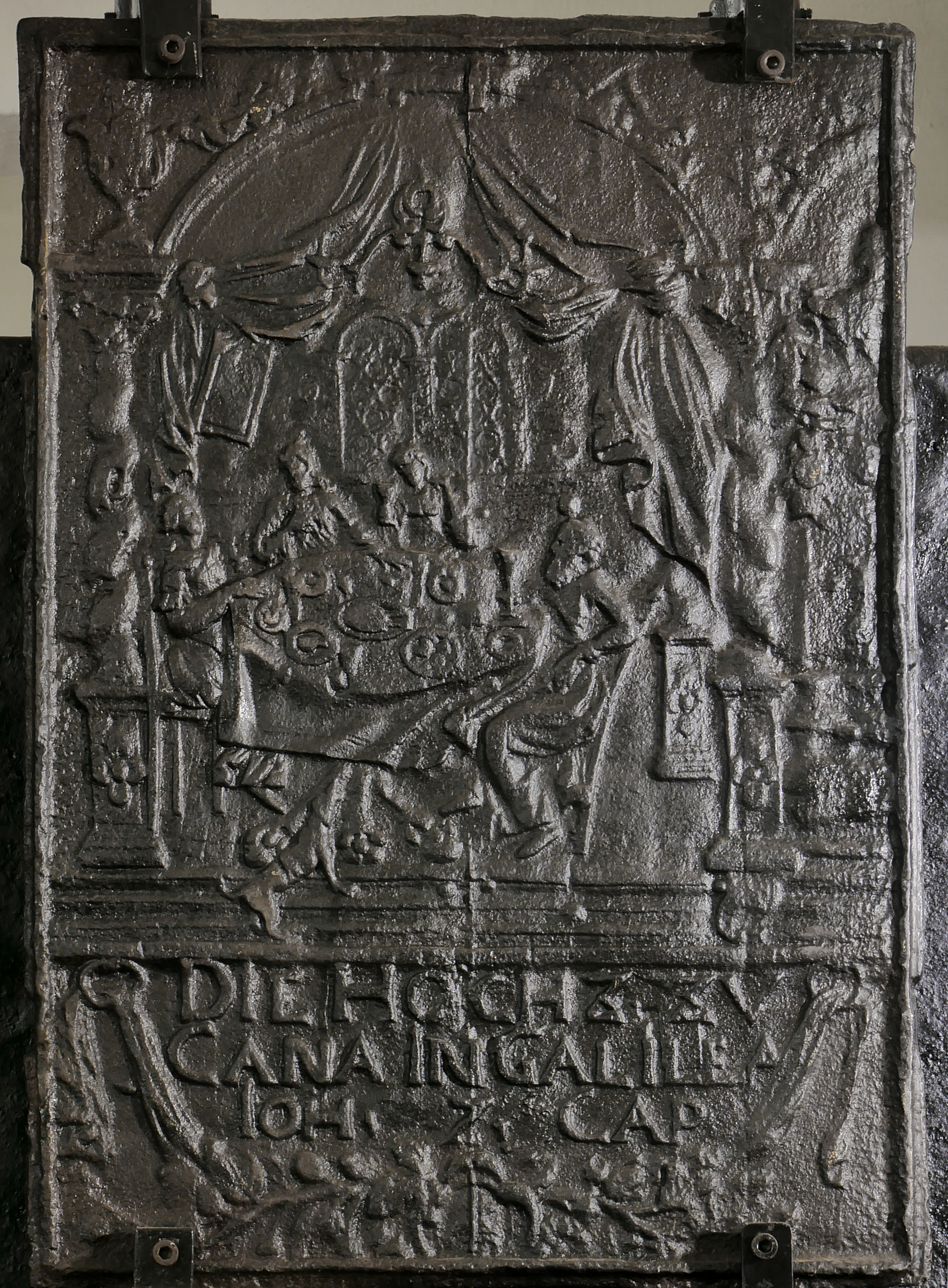 Ofenplatte, Hochzeit zu Kana (Volkskunde- und Freilichtmuseum Roscheider Hof CC0)