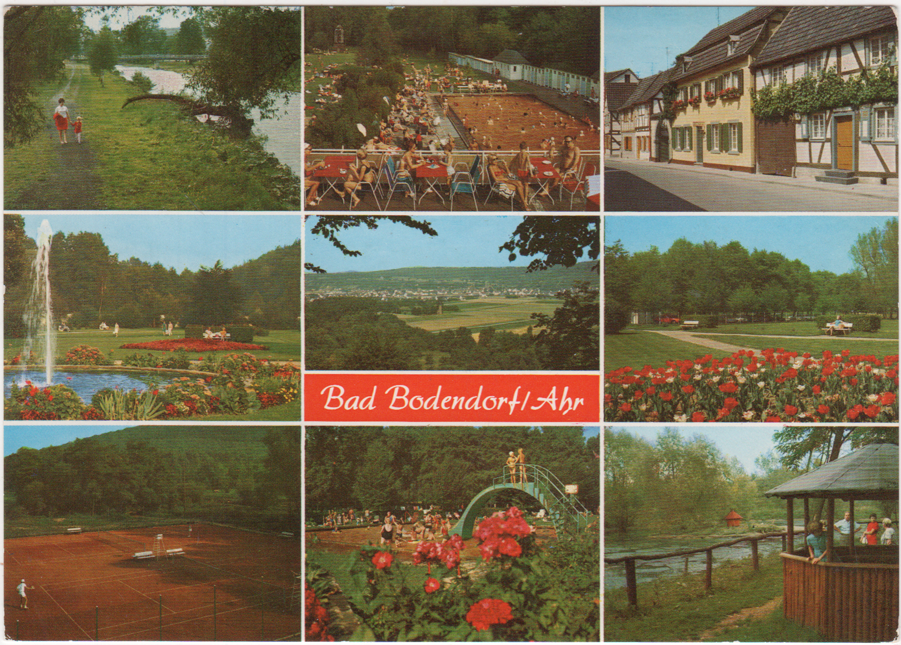 Ansichtskarte mit neun Bildmotiven von Bad Bodendorf/Ahr (Heimatmuseum und -Archiv Bad Bodendorf CC BY-NC-SA)