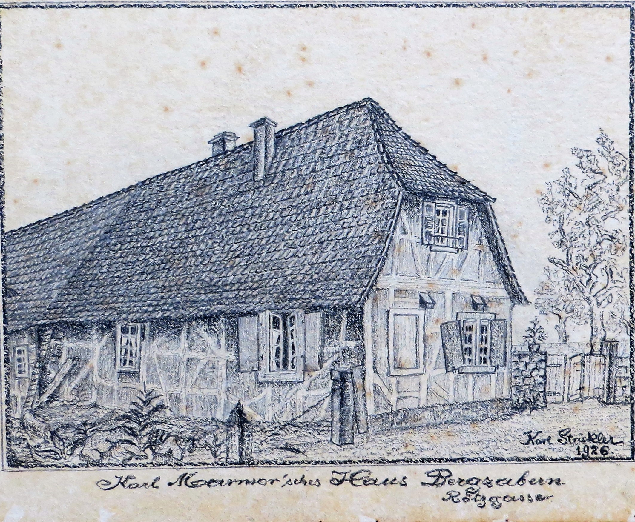 Zeichnung, Karl Marmor'sches Haus in Bergzabern Rötzgasse (Museum der Stadt Bad Bergzabern CC BY-NC-SA)