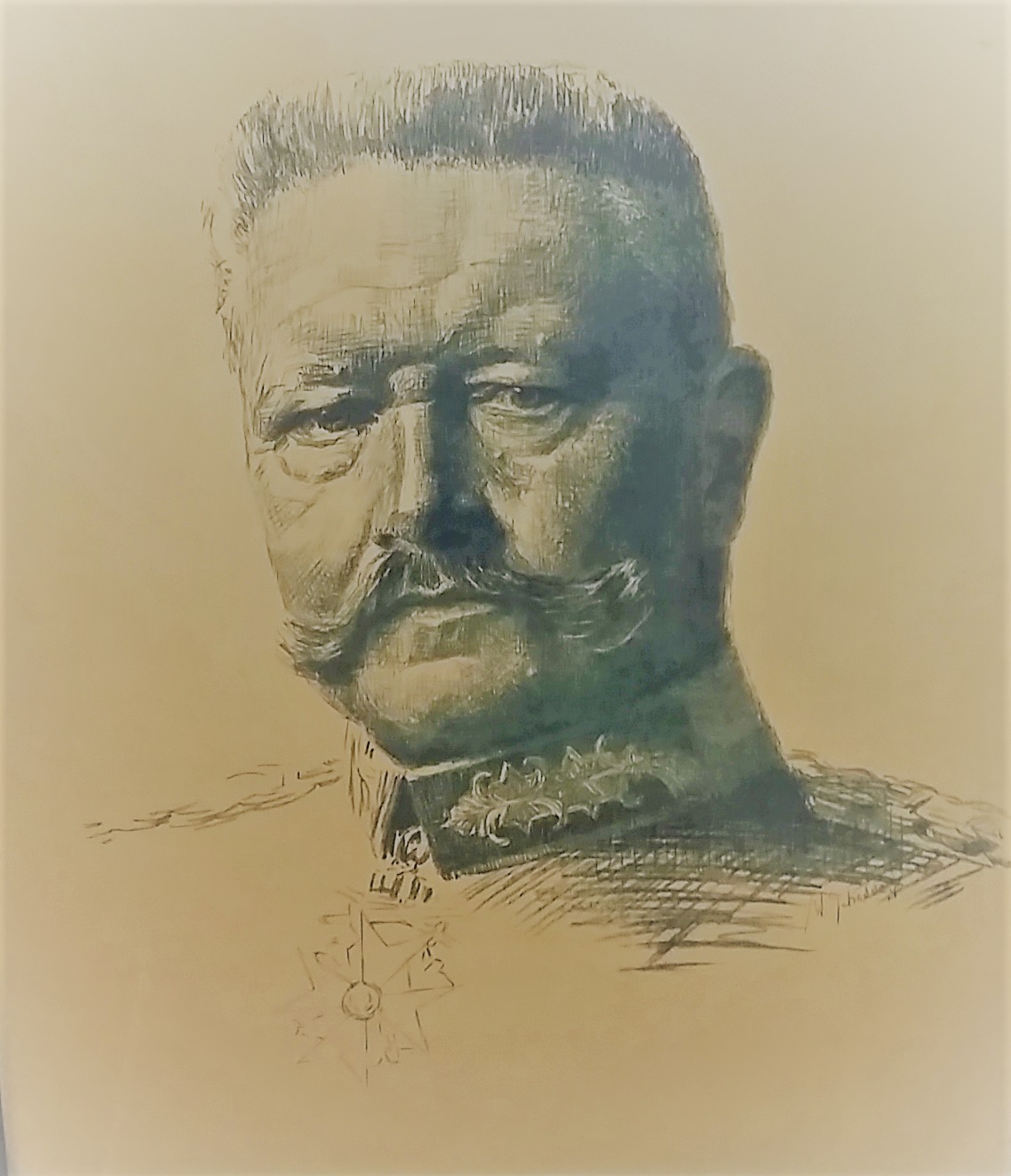 Kohlezeichnung, Paul von Hindenburg (Museum der Stadt Bad Bergzabern CC BY-NC-SA)