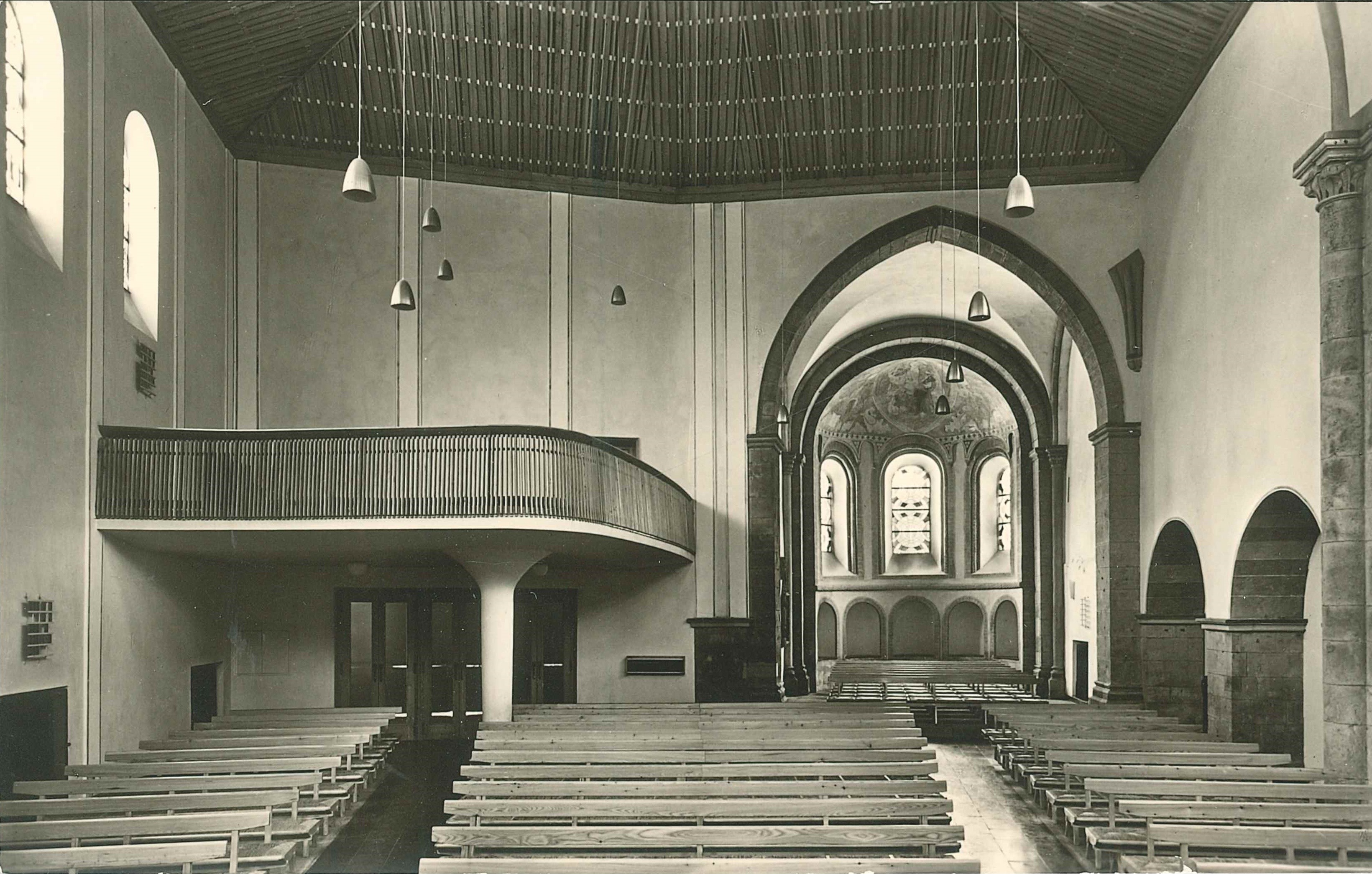 Die evangelische Kirche St. Medard in Bendorf, Innenansicht, 1959 (REM CC BY-NC-SA)