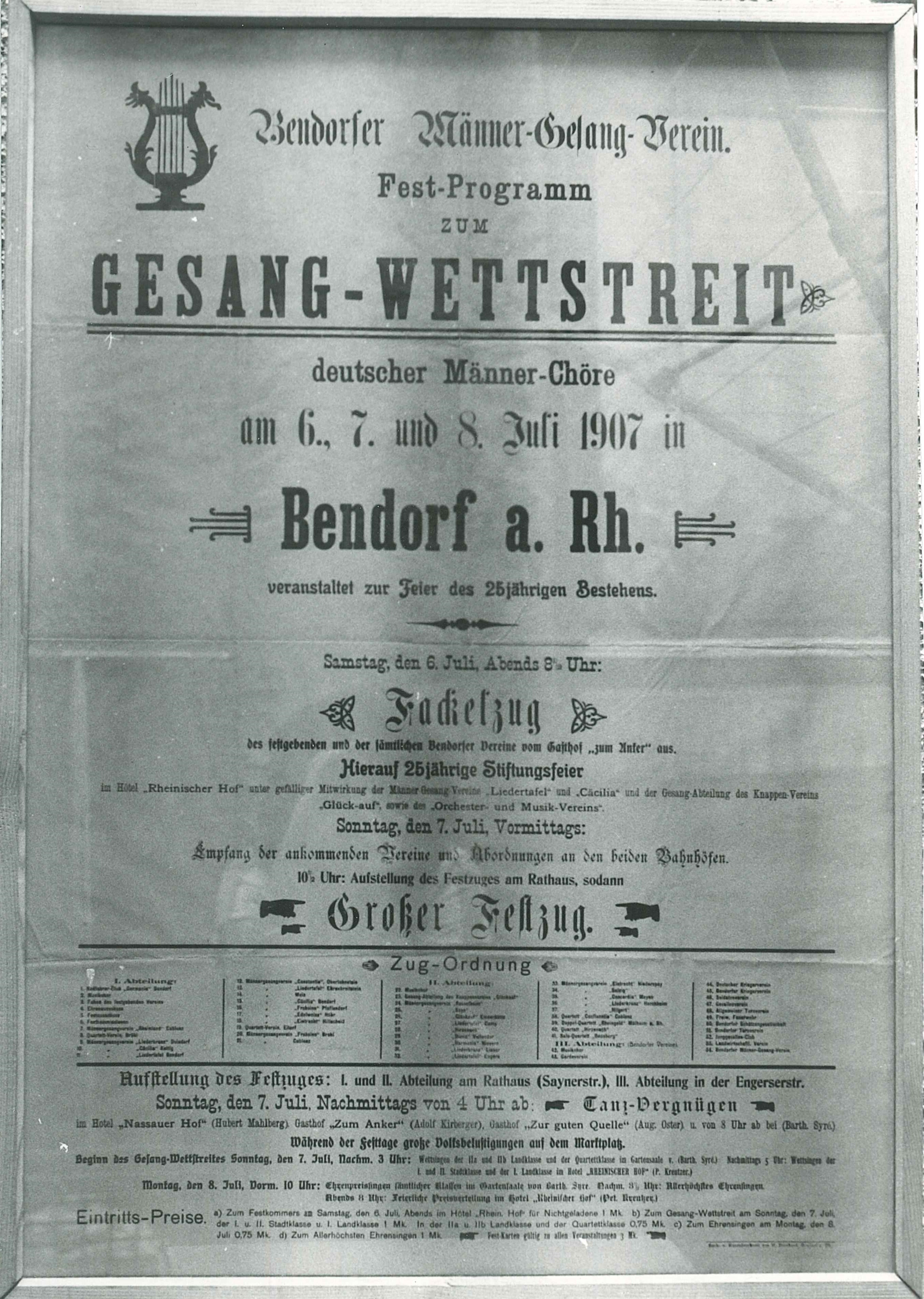 Festprogramm Gesang-Wettstreit deutscher Männerchöre, Bendorf 1907 (REM CC BY-NC-SA)