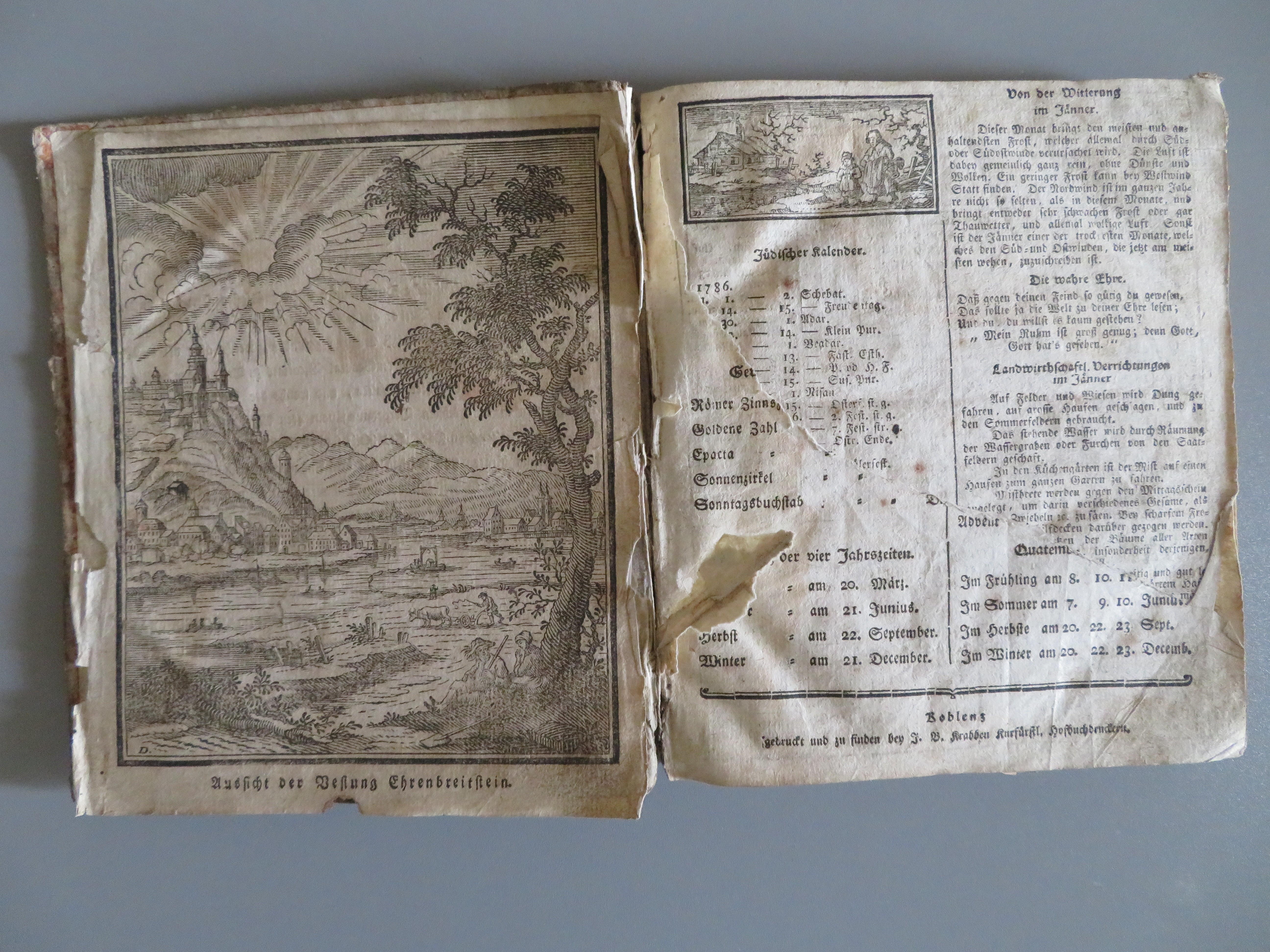 Kurfürstlicher trierischer Landkalender 1787 (Heimatmuseum Schloss Sinzig CC BY-NC-SA)